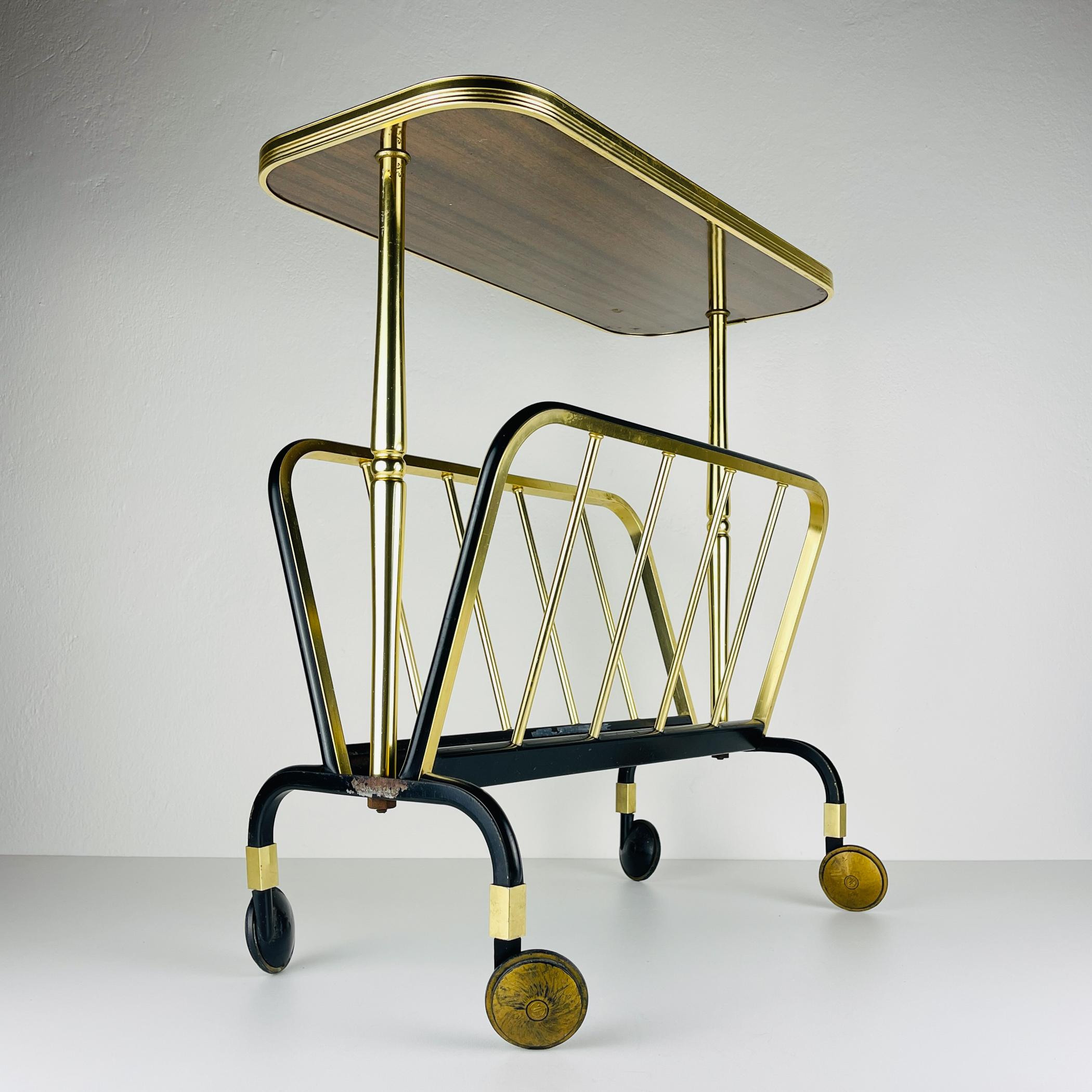 Mid-century brass trolley or magazine rack by MB, Italy, 1960s For Sale 6