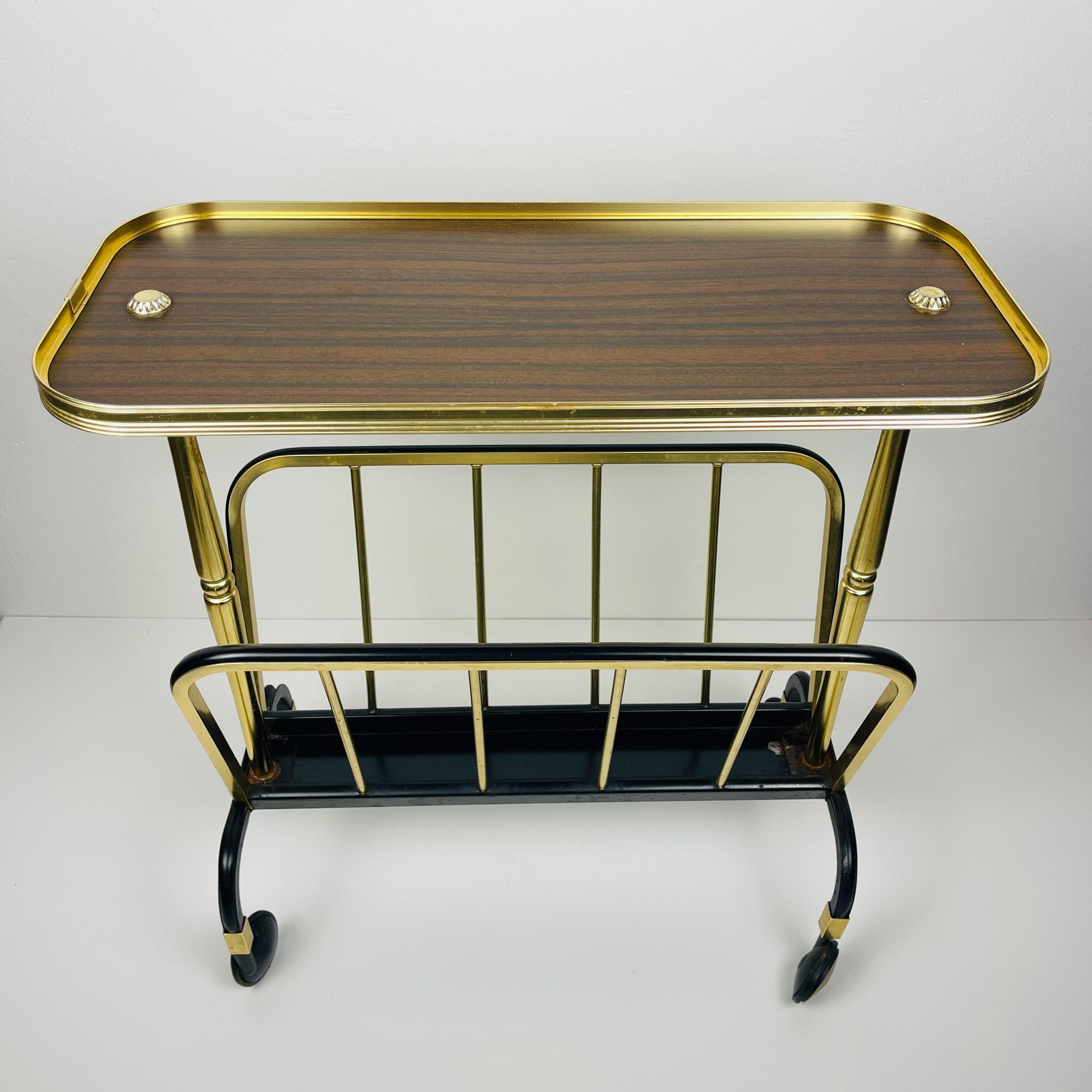 Mid-century brass trolley or magazine rack by MB, Italy, 1960s For Sale 1