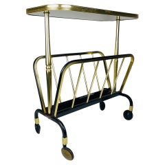 Mid-century brass trolley or magazine rack by MB, Italy, 1960s