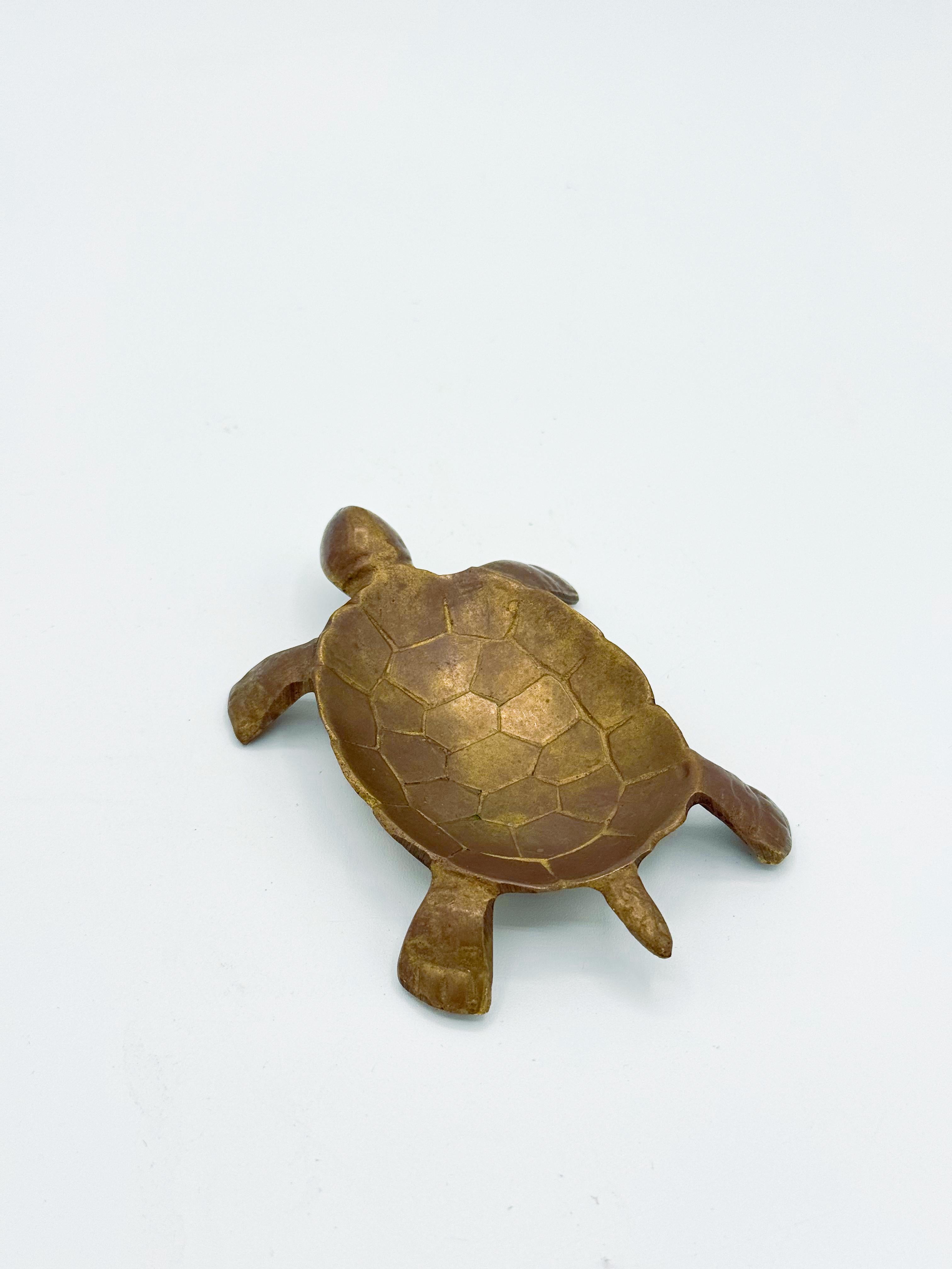 Mid-Century Modern Mid Century Brass Turtle Animal Shape Catchall Dish Trinket