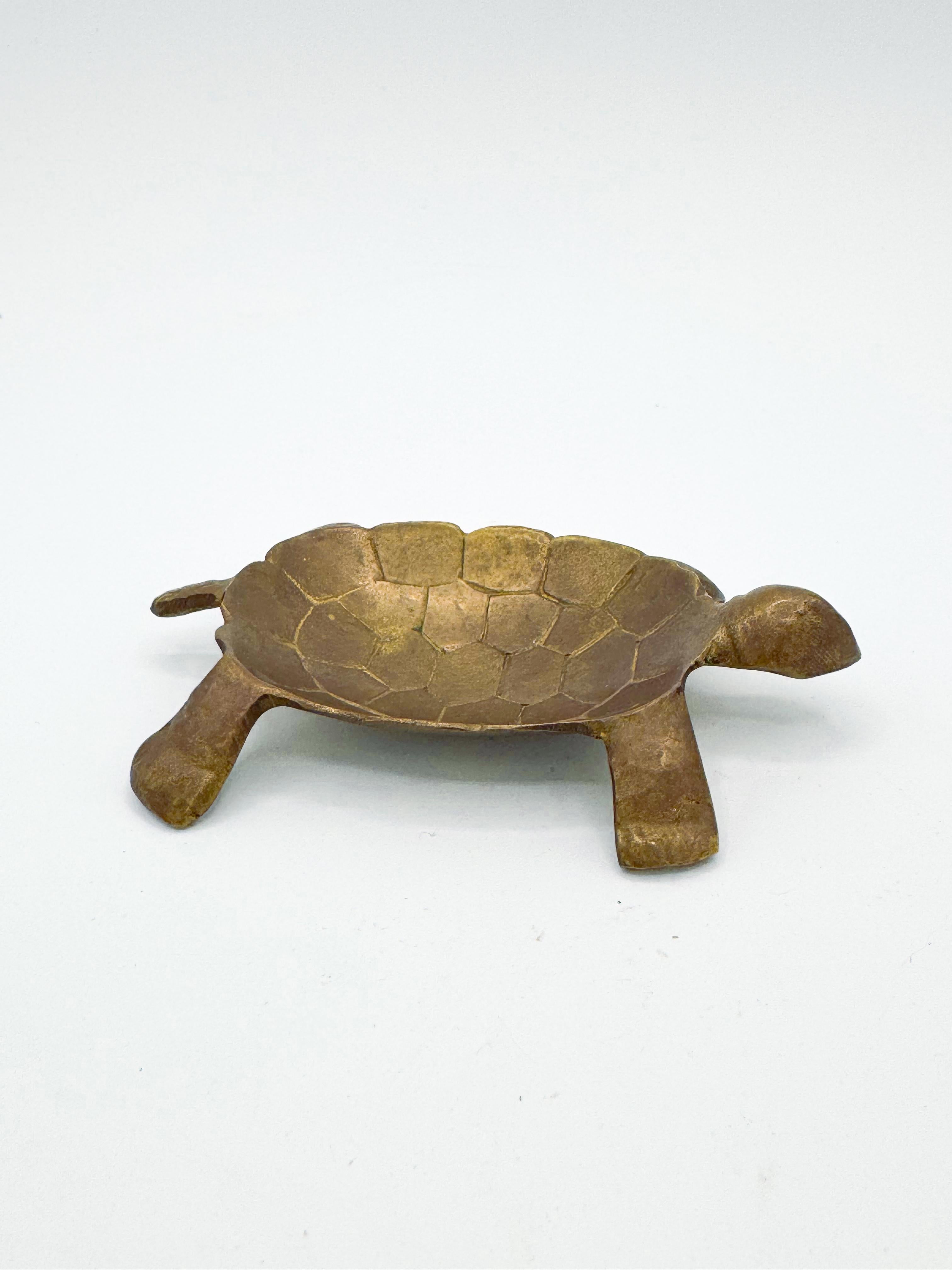 20th Century Mid Century Brass Turtle Animal Shape Catchall Dish Trinket