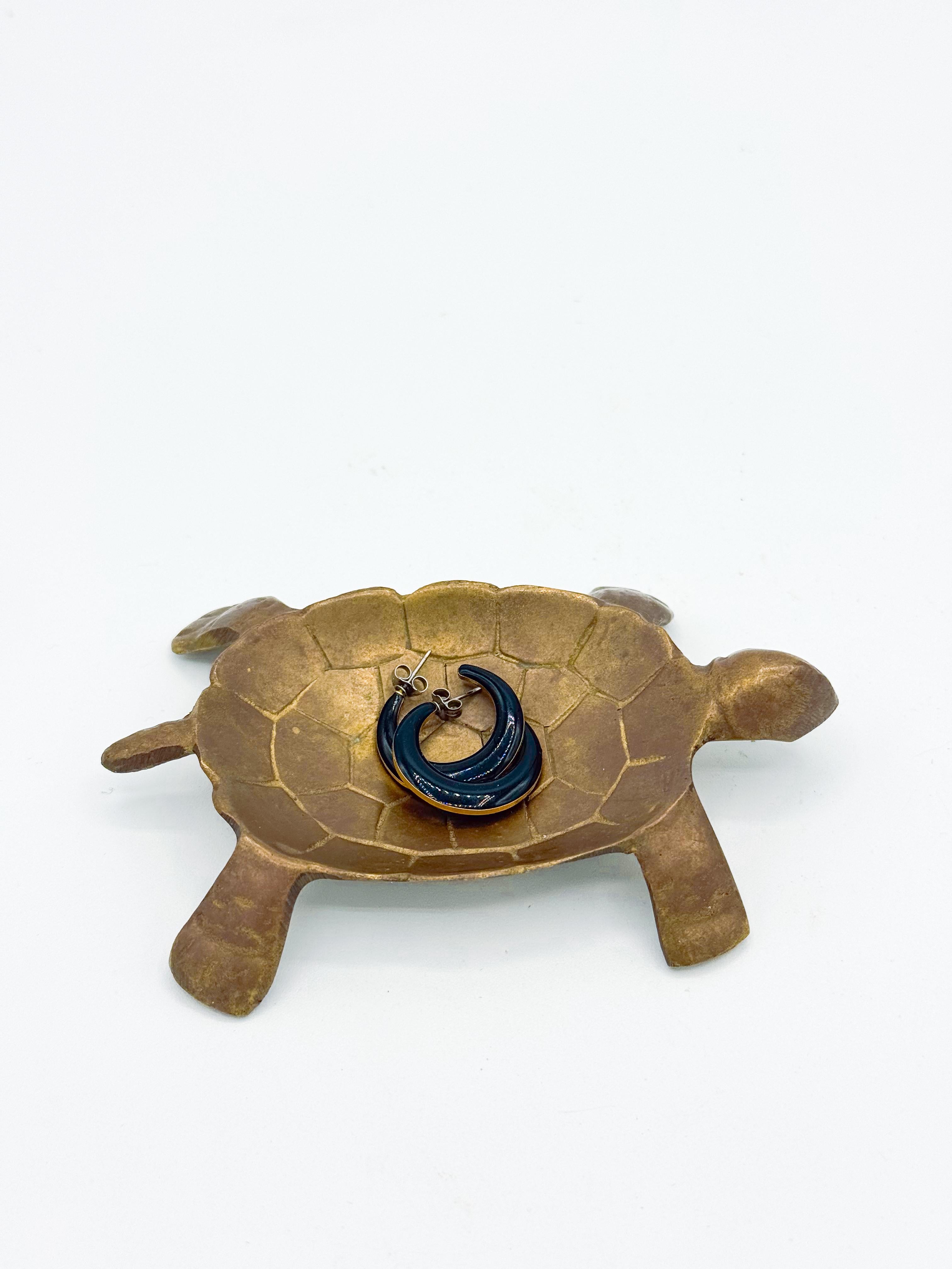 Mid Century Brass Turtle Animal Shape Catchall Dish Trinket 3