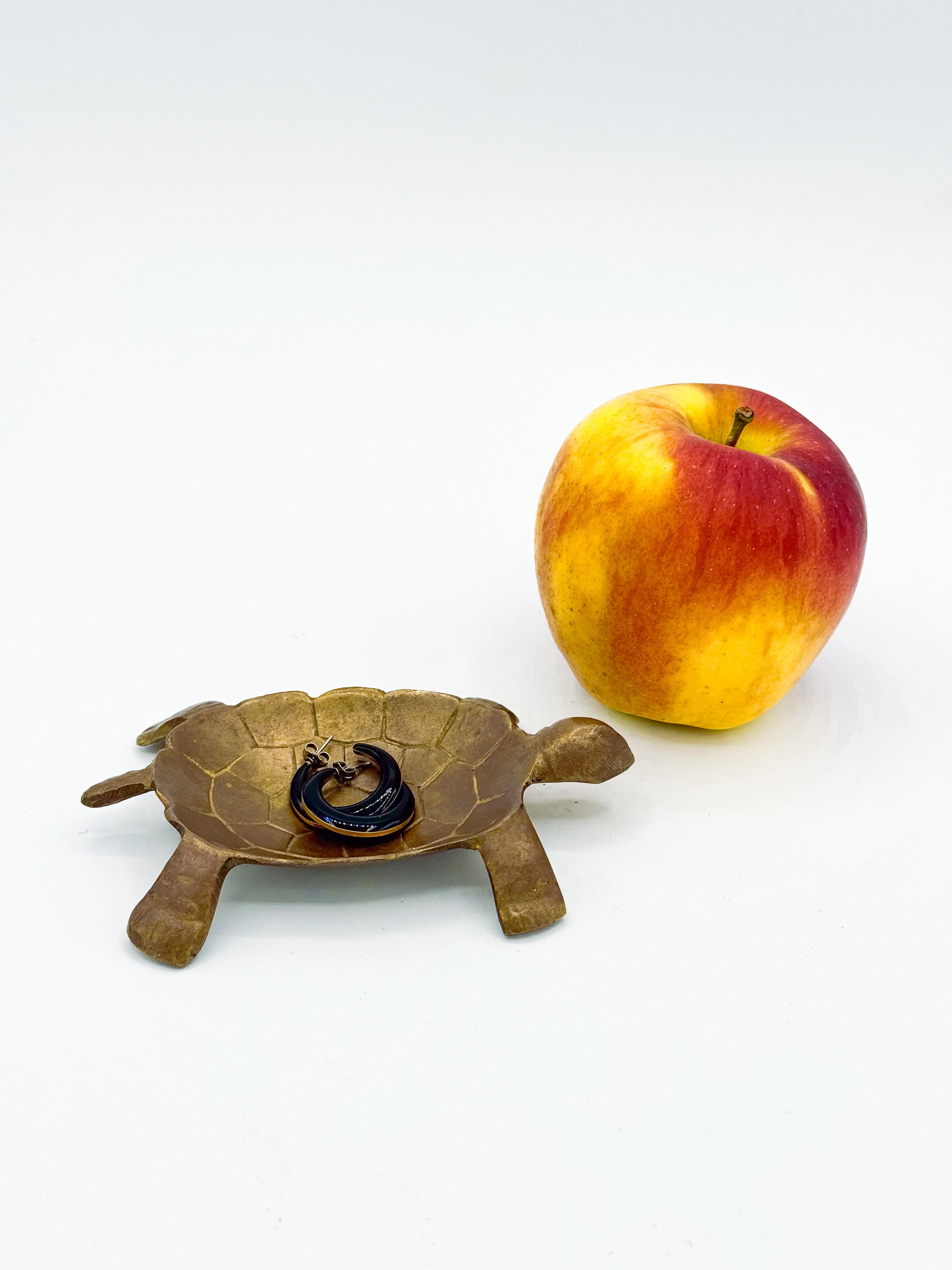 Mid Century Brass Turtle Animal Shape Catchall Dish Trinket 4