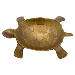 Mid Century Brass Turtle Animal Shape Catchall Dish Trinket