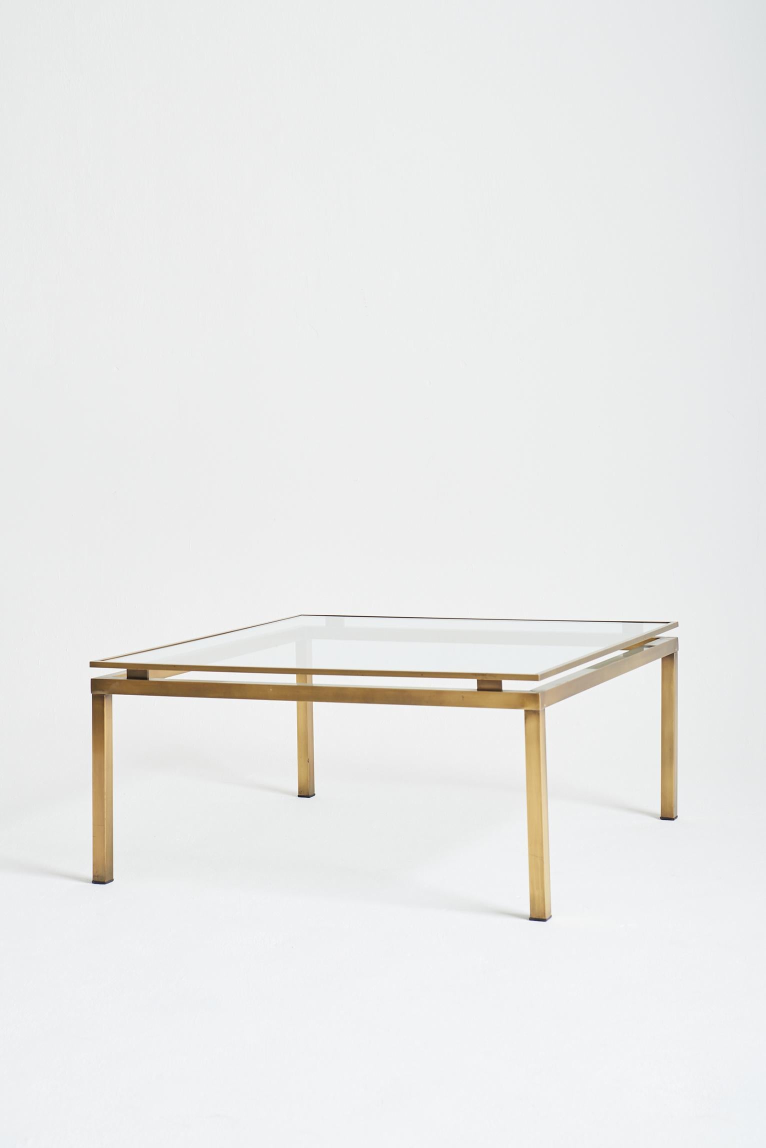French Mid-Century Brass Two-Tiered Coffee Table