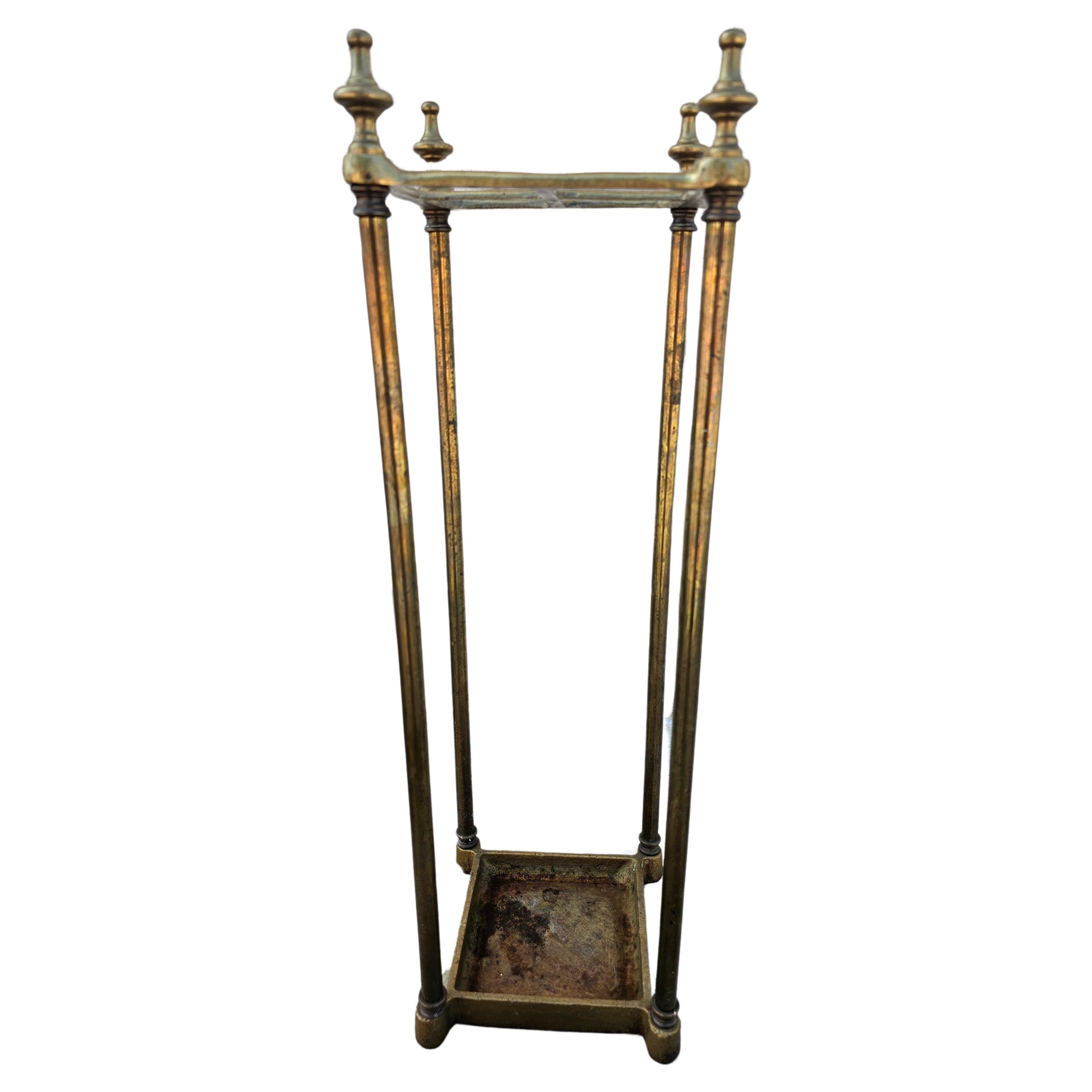 Metalwork Mid Century Brass Umbrella Stand Cane Stand For Sale