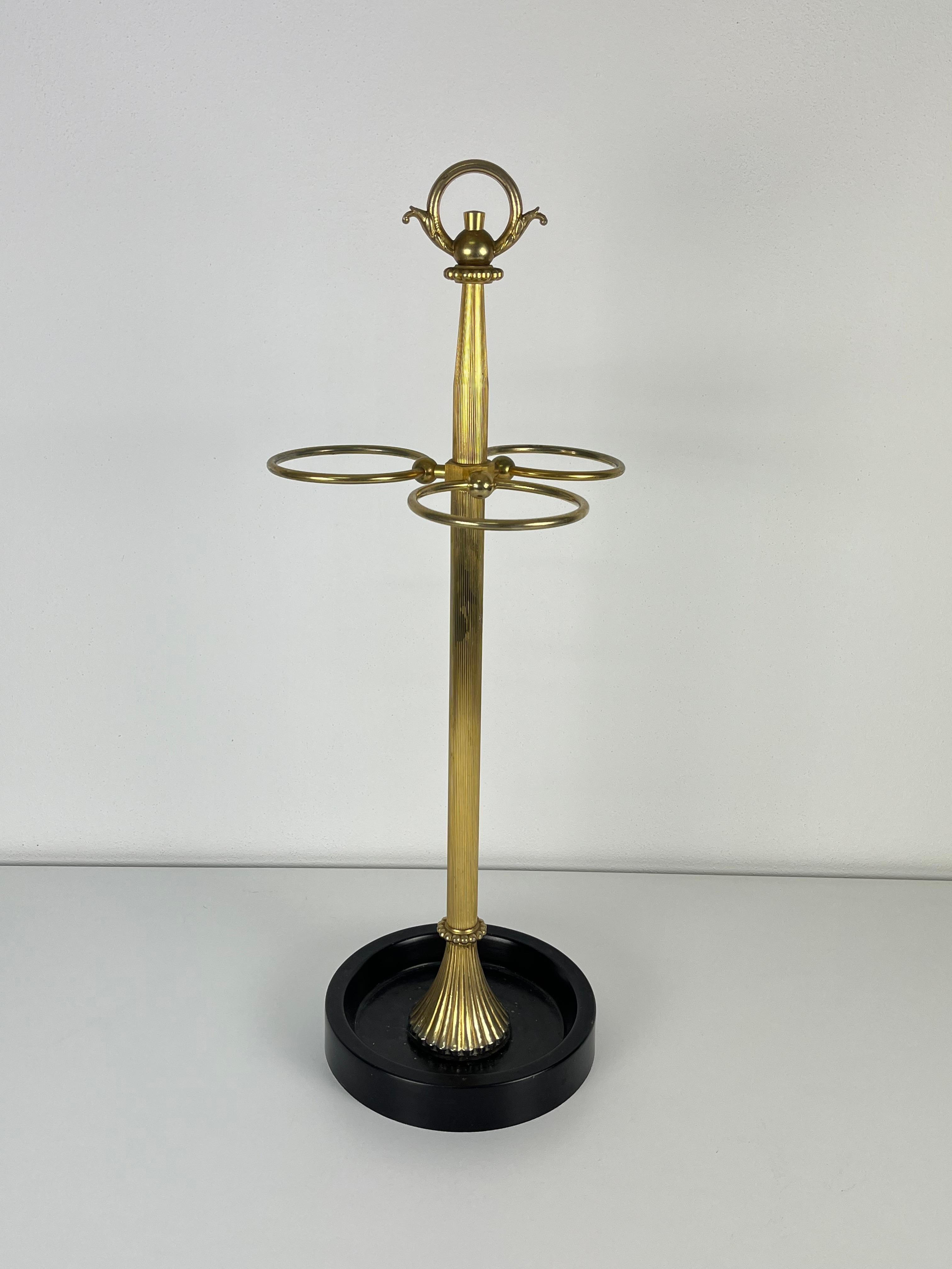 Metal Mid-Century Brass Umbrella Stand, Made in Italy 1950s For Sale