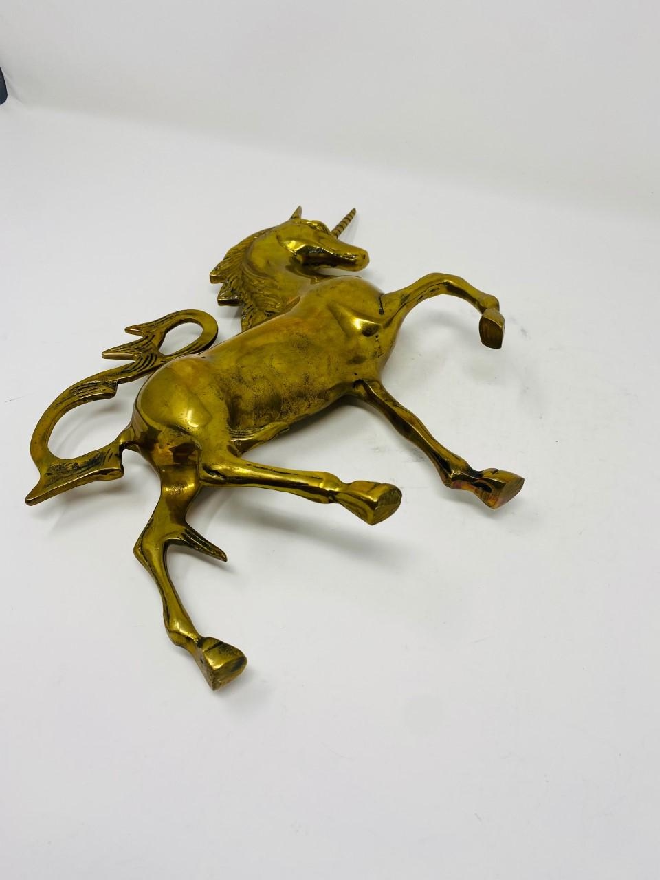 Mid-Century Brass Unicorn Sculpture 1