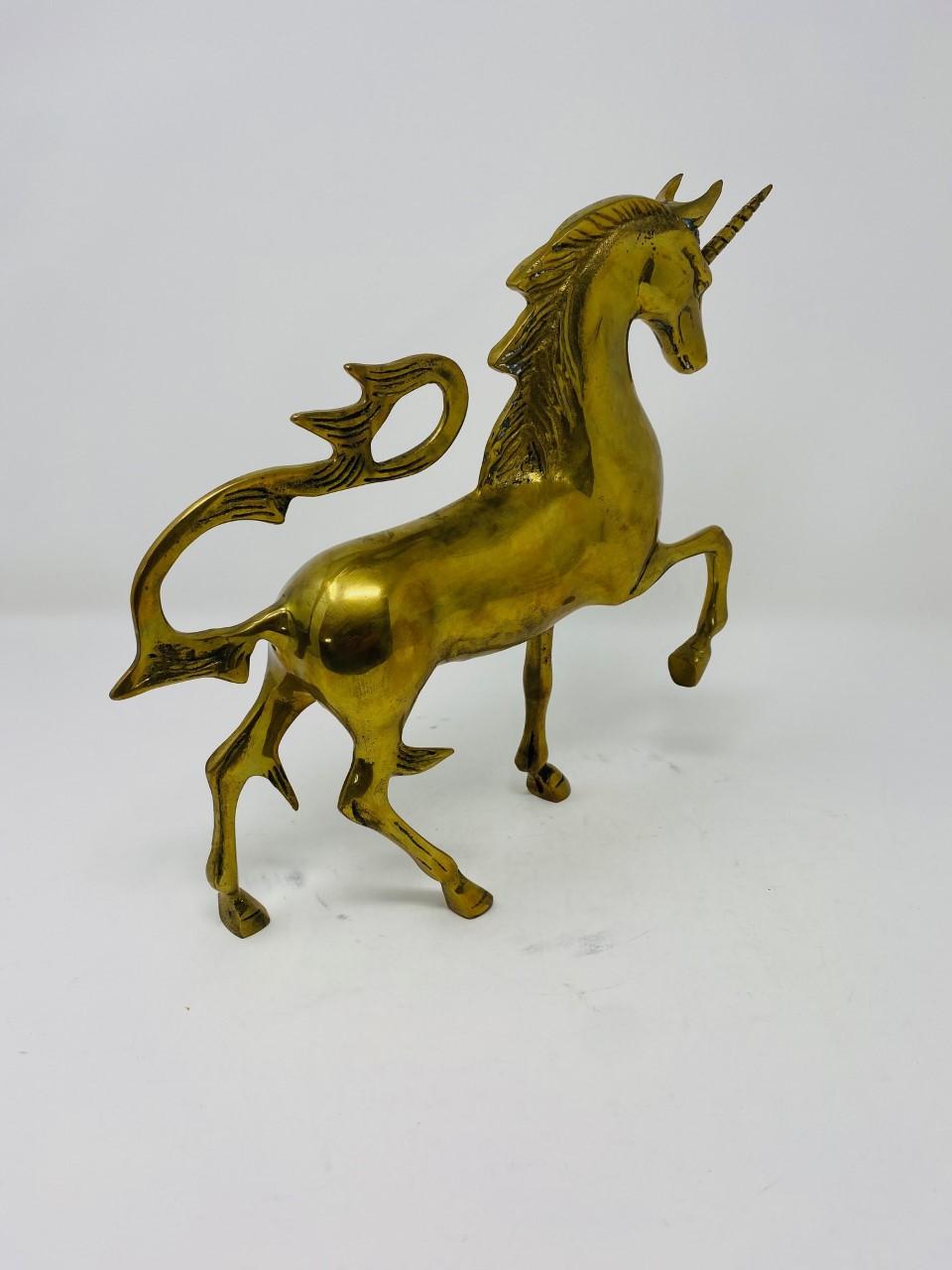 Mid-Century Brass Unicorn Sculpture 2