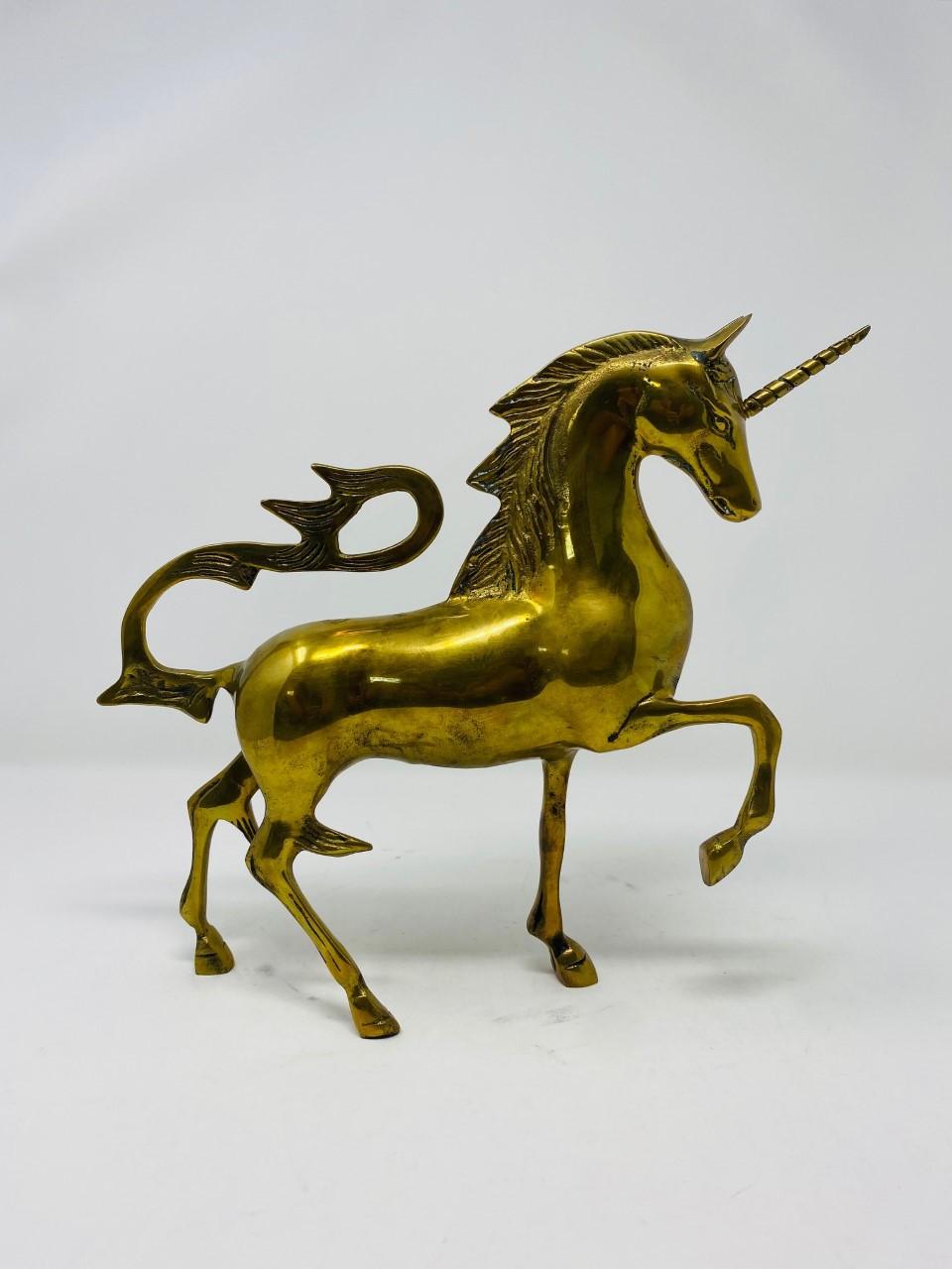 Mid-Century Modern Mid-Century Brass Unicorn Sculpture