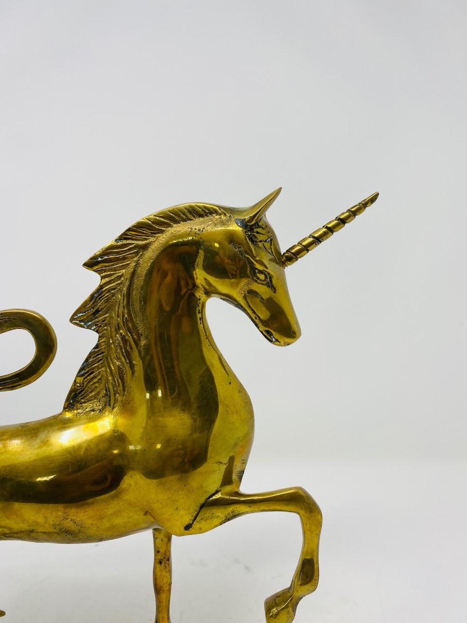 American Mid-Century Brass Unicorn Sculpture