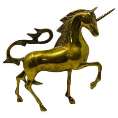 Vintage Mid-Century Brass Unicorn Sculpture