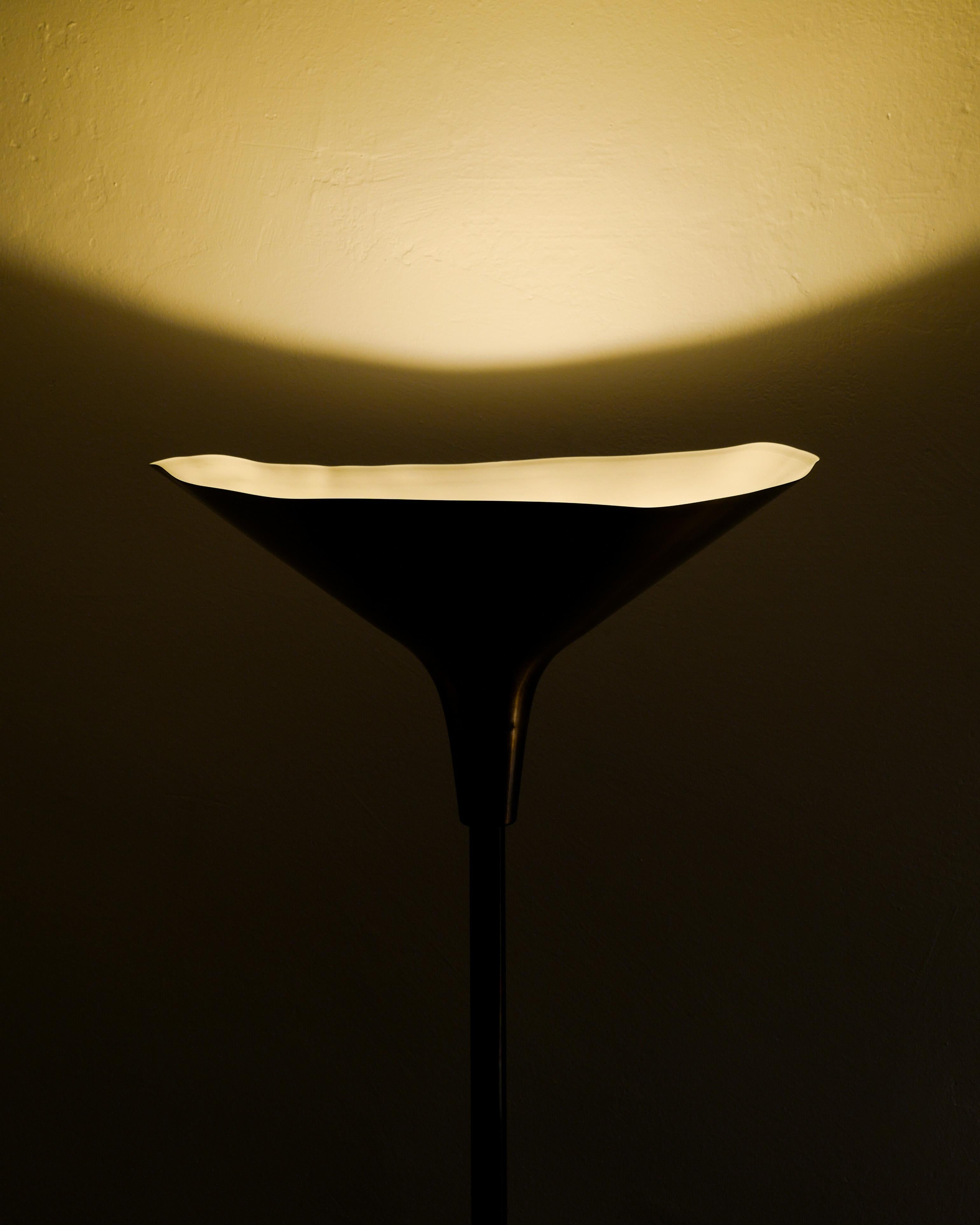 Mid Century Brass Uplight Floor Lamp by Th Valentiner Produced in Denmark, 1960s 1