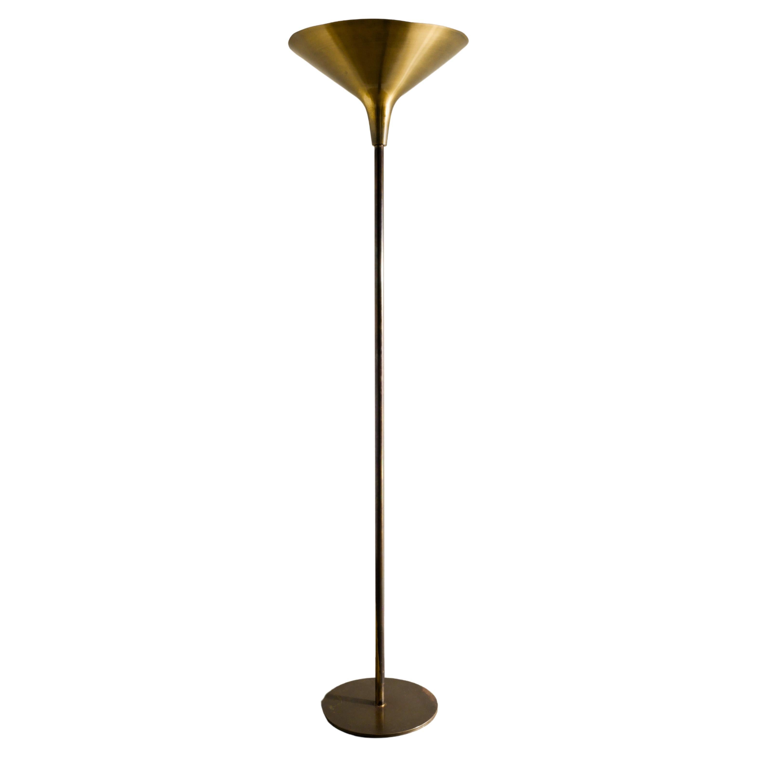 Mid Century Brass Uplight Floor Lamp by Th Valentiner Produced in Denmark, 1960s