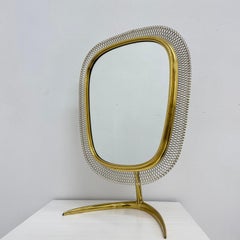Mid-Century Brass Vanity Table Wall Mirror by Vereinigte Werkstätten , Germany