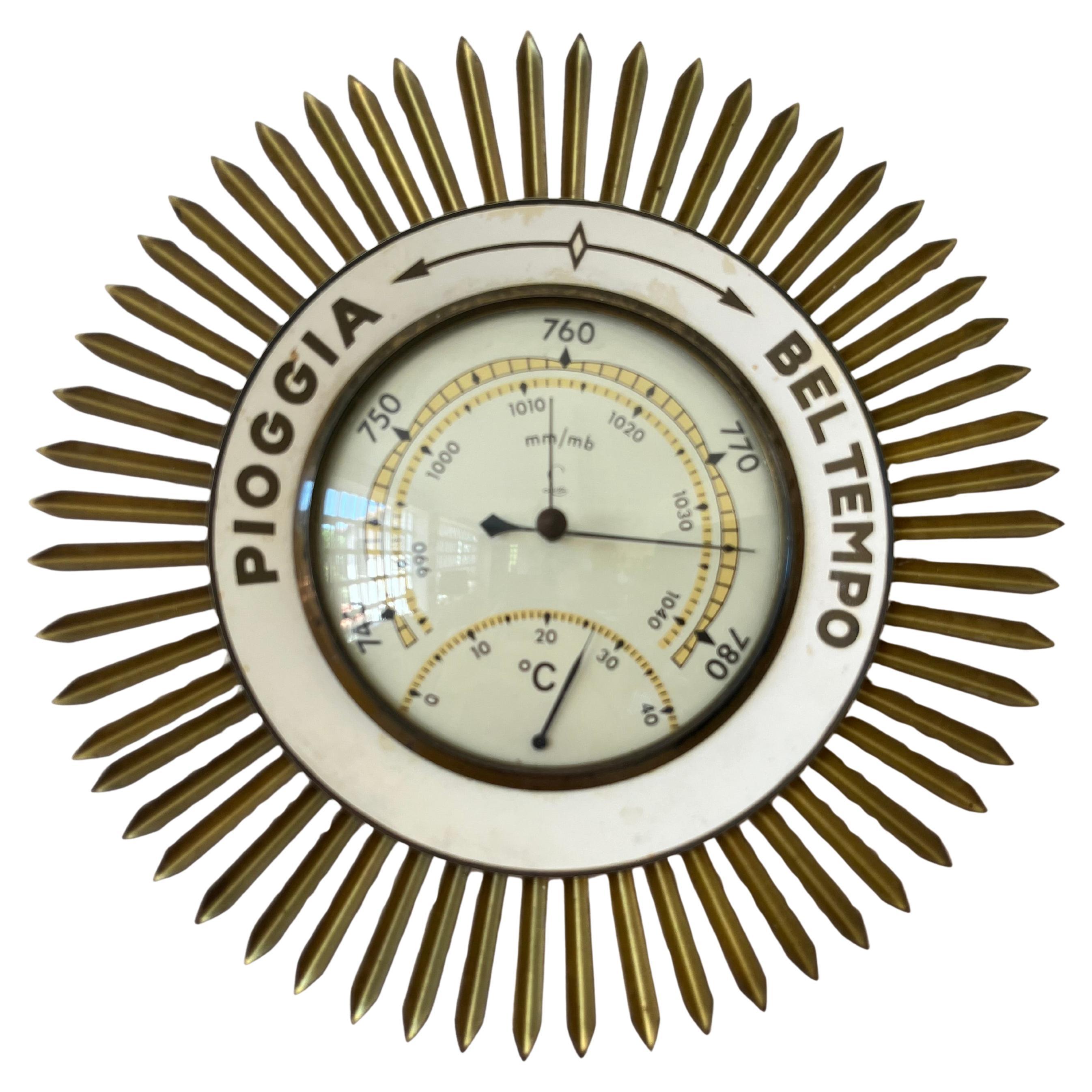 Mid-Century Brass Wall Barometer, 1950s