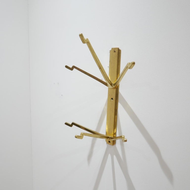 Midcentury Brass Wall Coat Hanger For Sale at 1stdibs