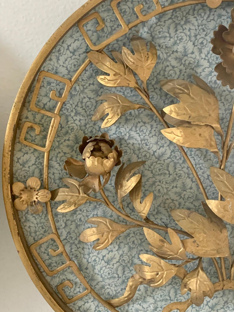 MidCentury Brass Wall Hanging Medallians with Greek Key and Floral