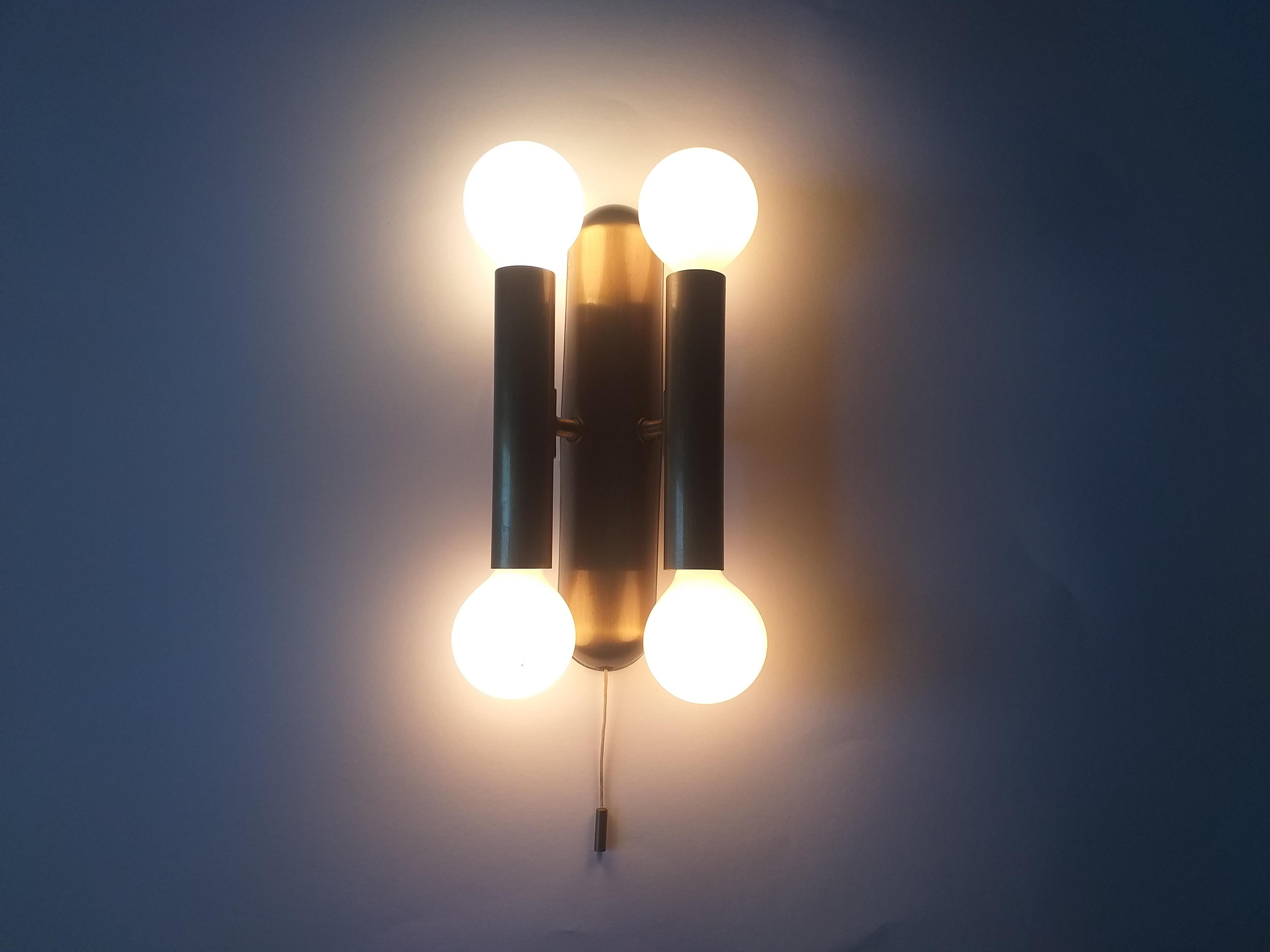 German Midcentury Brass Wall Lamp For Sale