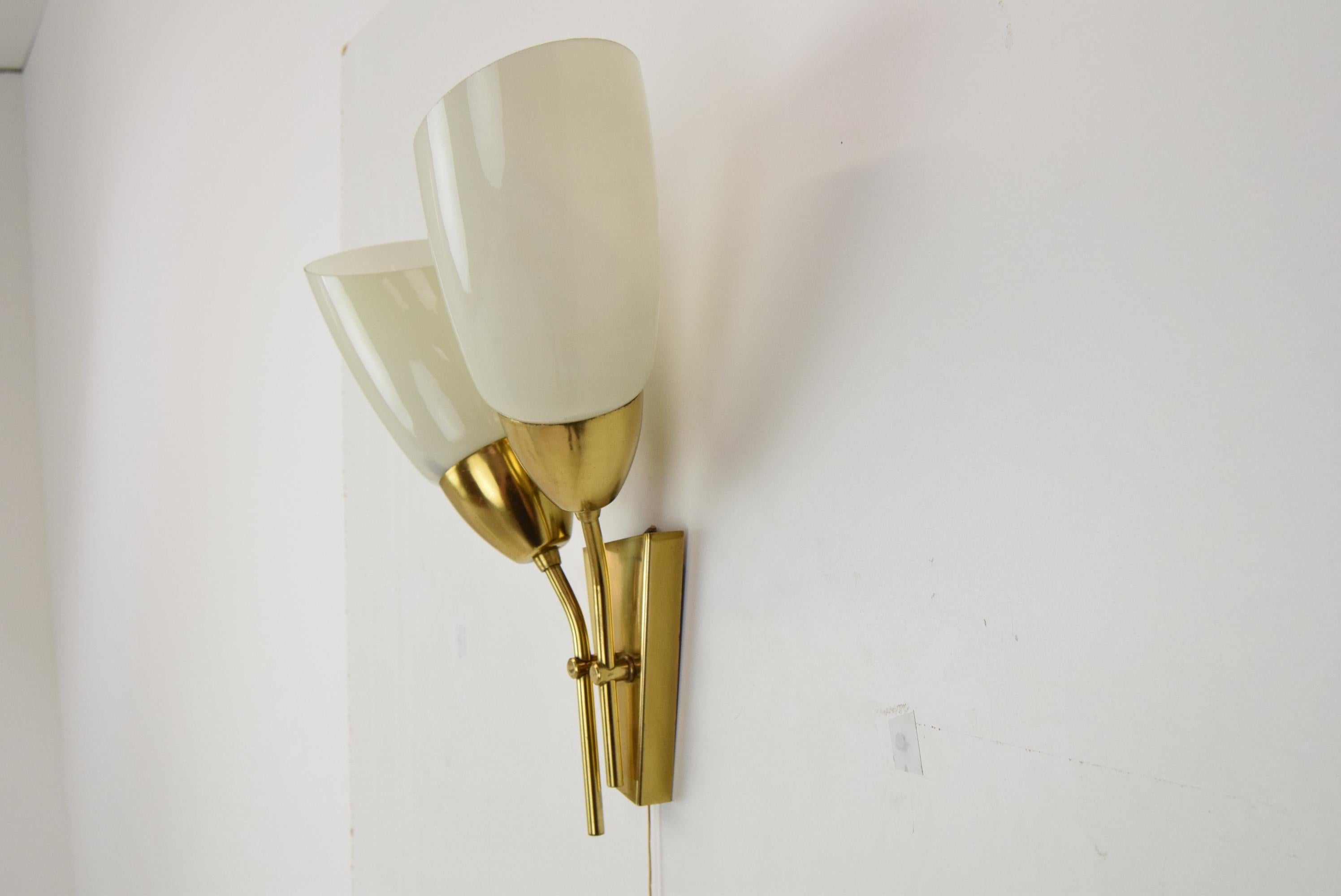 Mid-Century Brass Wall Lamp/Kamenicky Senov, 1970's For Sale 3