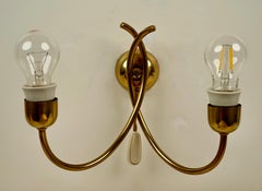 Mid-century Brass Wall Lamp with Silk Shades, 1950's , Josef Frank, Austria