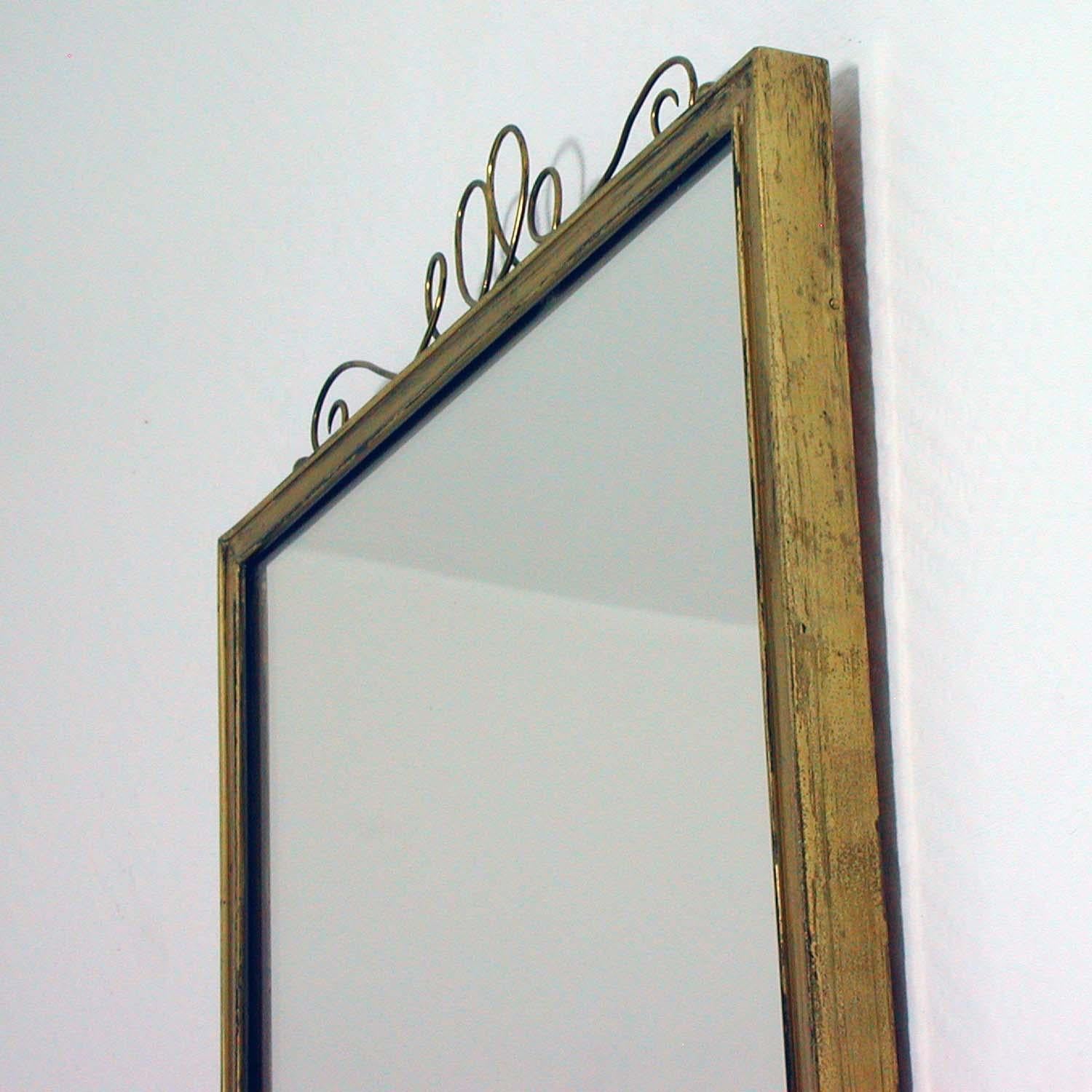 Midcentury Brass Wall Mirror, 1950s For Sale 3