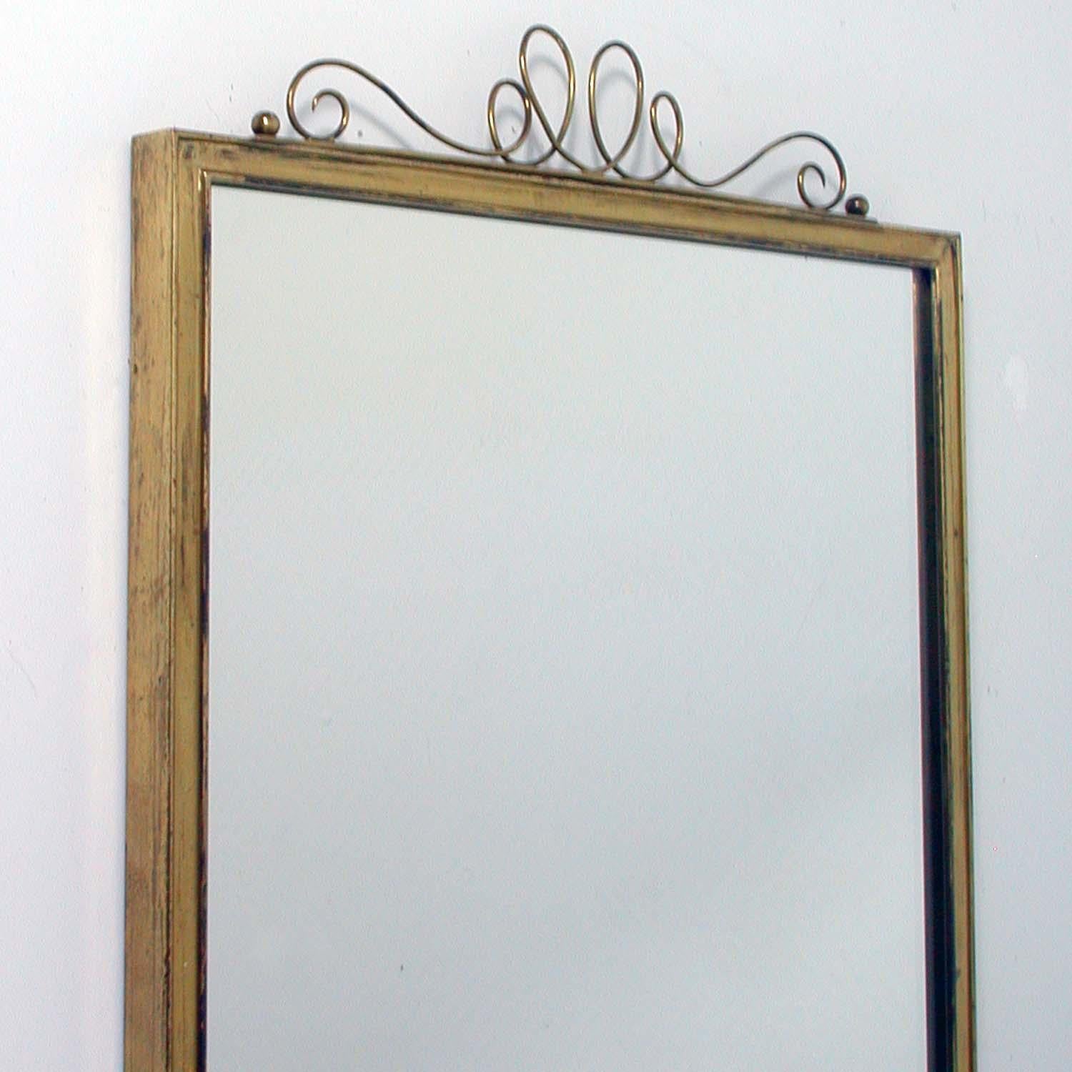 Midcentury Brass Wall Mirror, 1950s For Sale 4