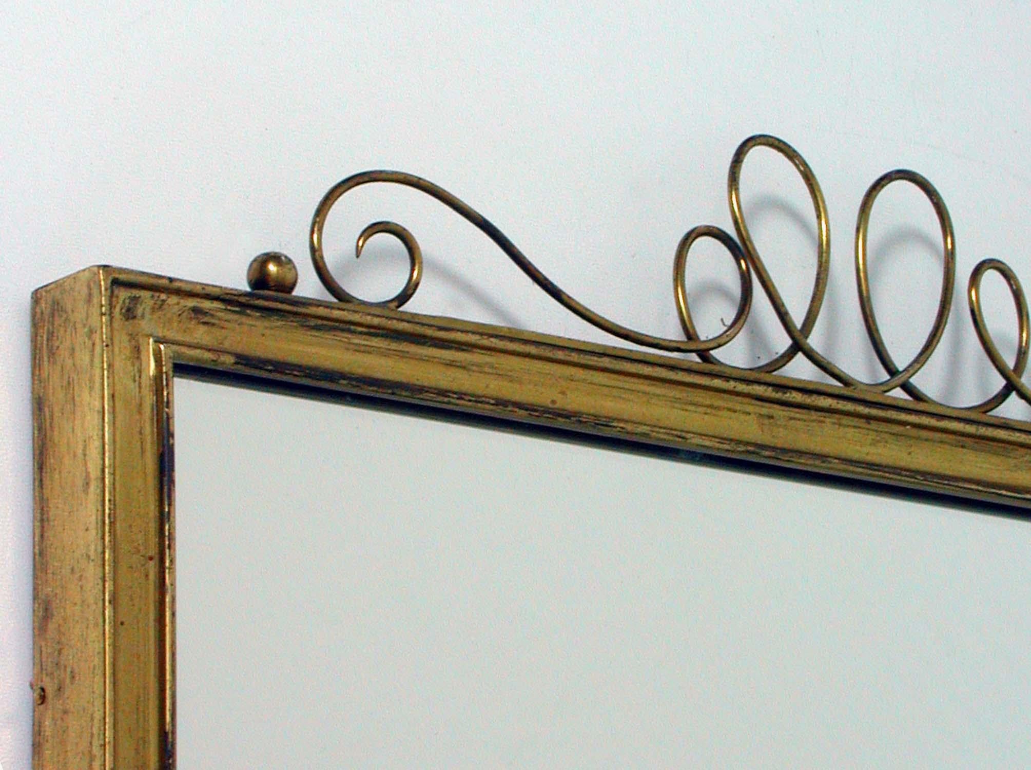 Midcentury Brass Wall Mirror, 1950s For Sale 5