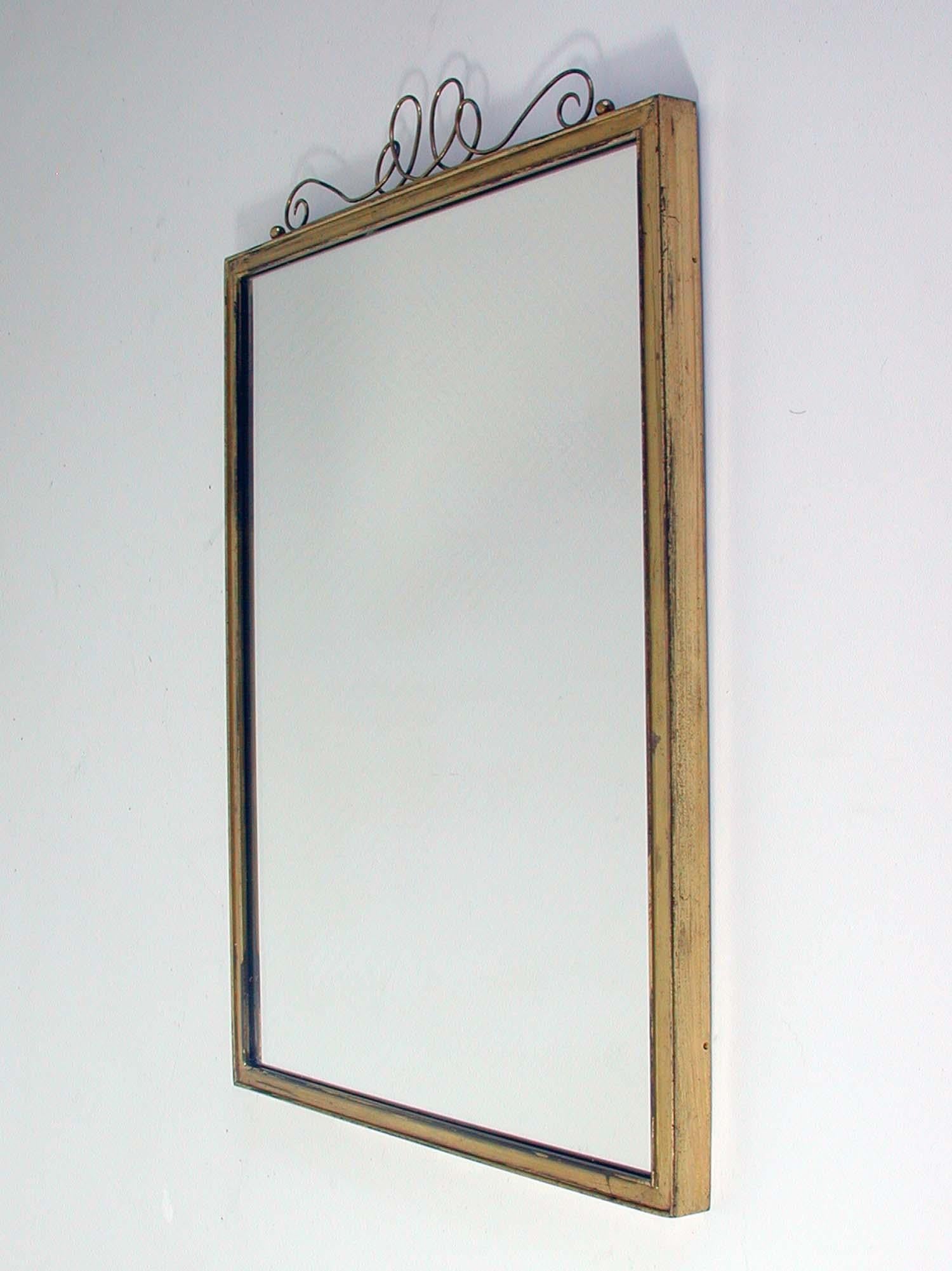 Midcentury Brass Wall Mirror, 1950s For Sale 6