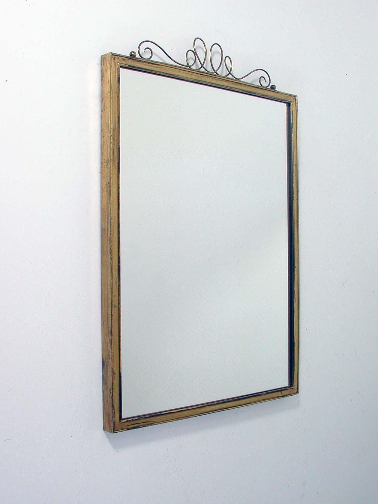 Midcentury Brass Wall Mirror, 1950s For Sale 7