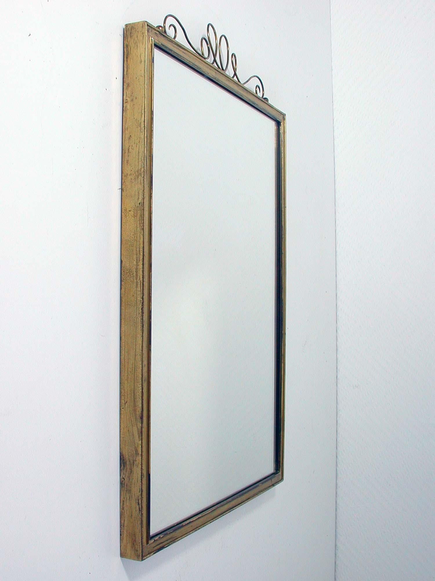 Mid-Century Modern Midcentury Brass Wall Mirror, 1950s For Sale