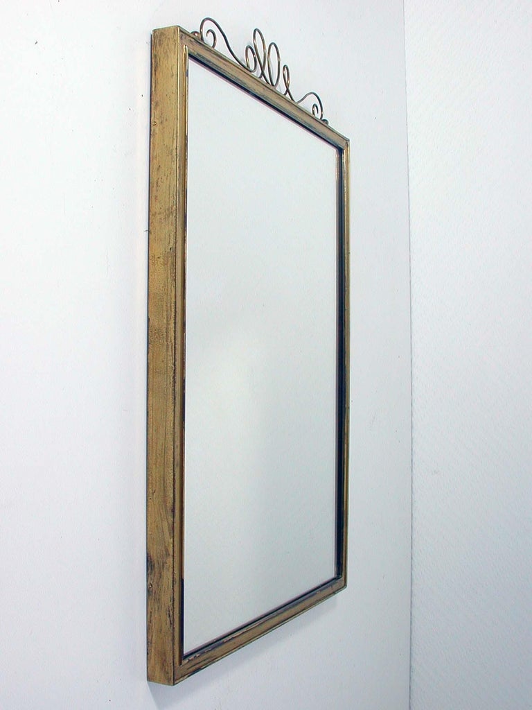 German Midcentury Brass Wall Mirror, 1950s