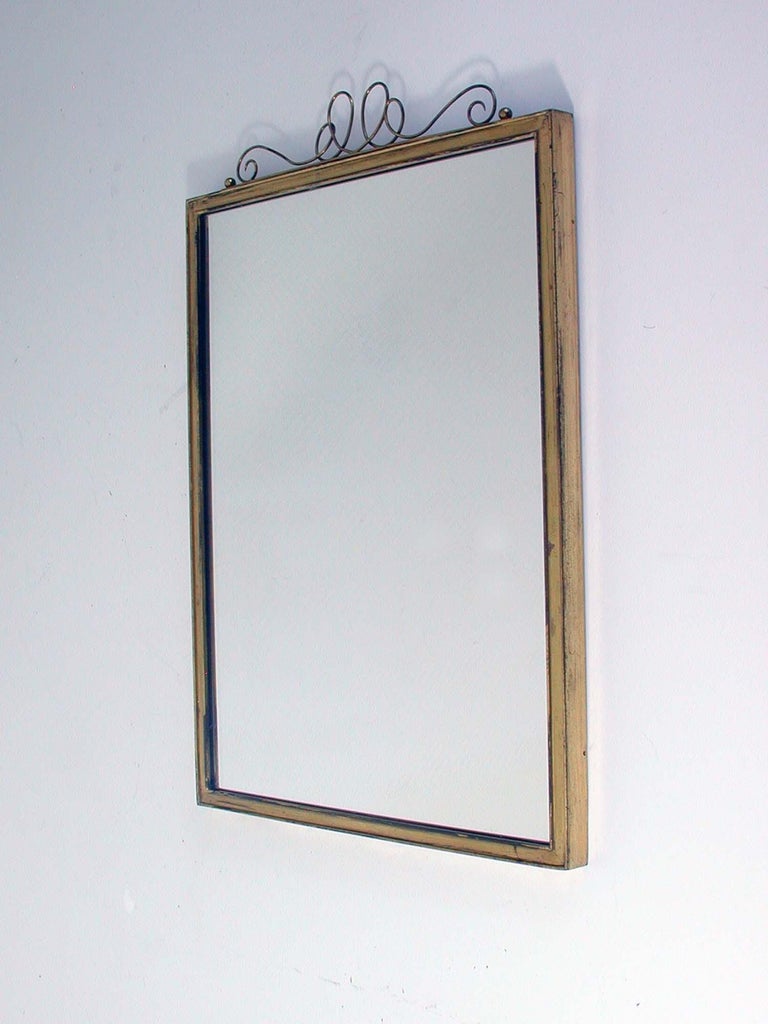 Midcentury Brass Wall Mirror, 1950s In Good Condition In Nümbrecht, NRW