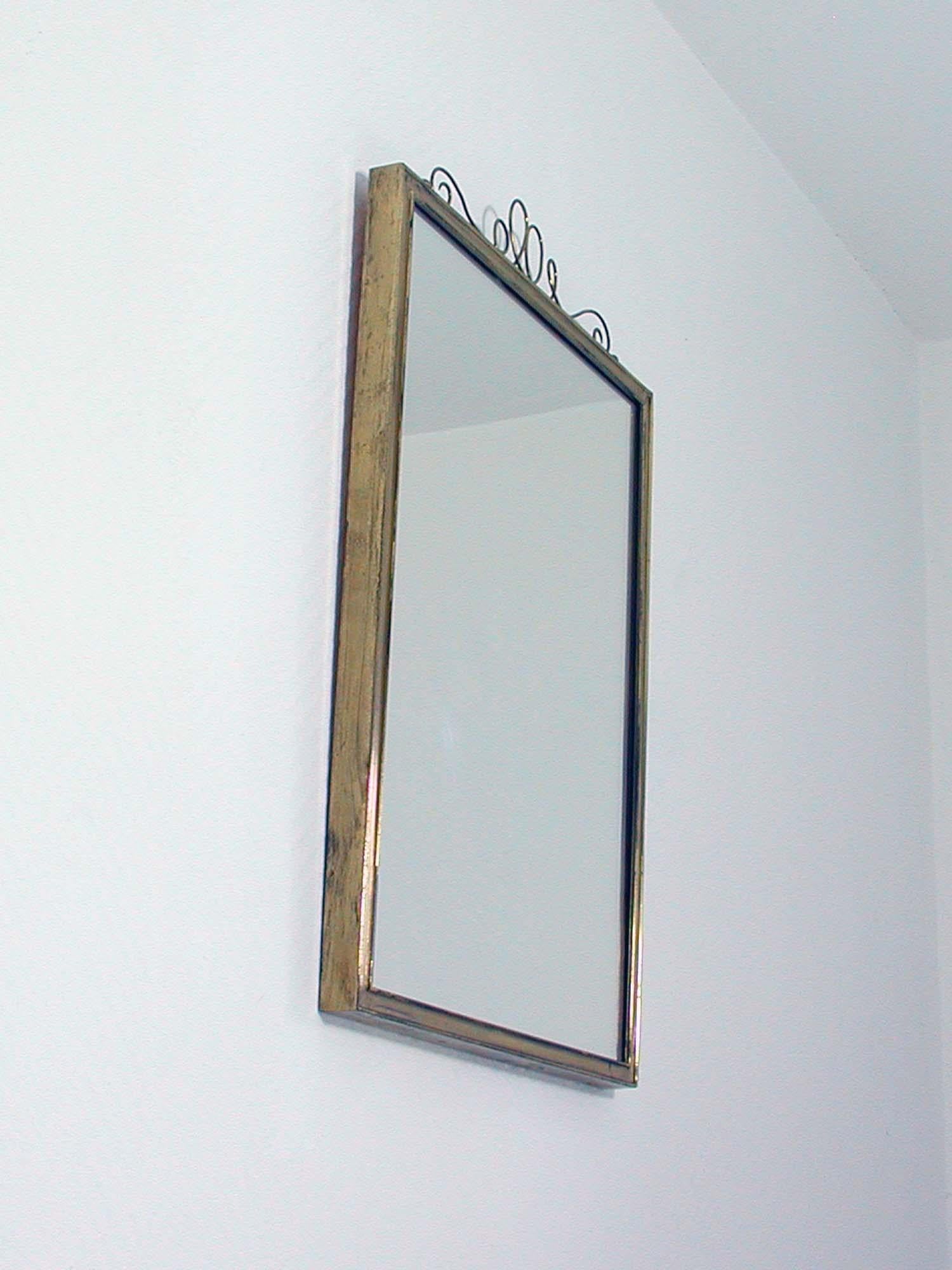 Midcentury Brass Wall Mirror, 1950s In Good Condition For Sale In NUEMBRECHT, NRW