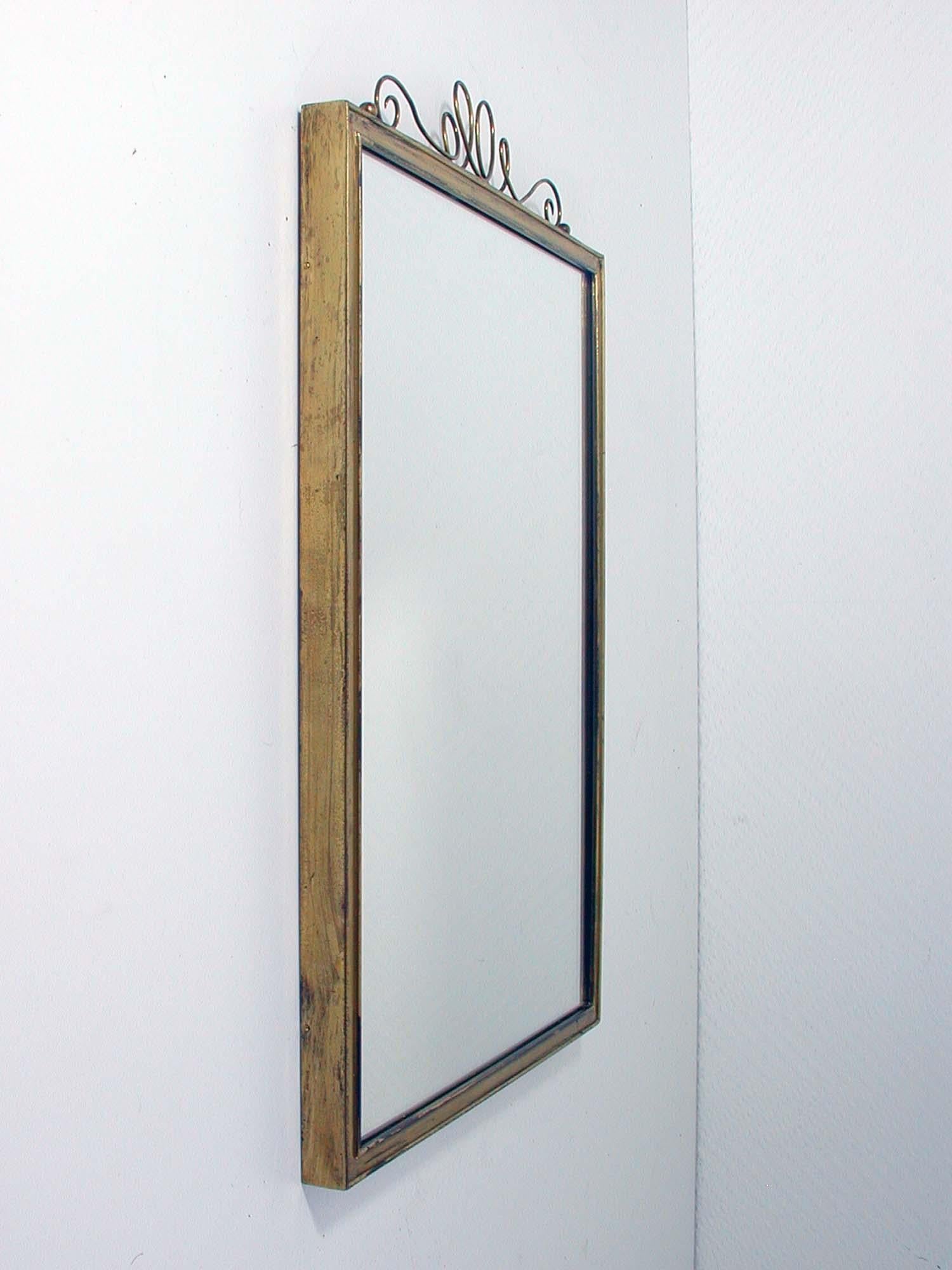 Mid-20th Century Midcentury Brass Wall Mirror, 1950s For Sale