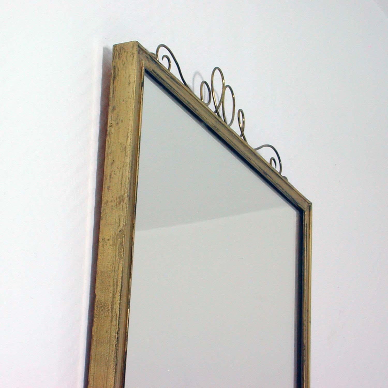 Midcentury Brass Wall Mirror, 1950s For Sale 2