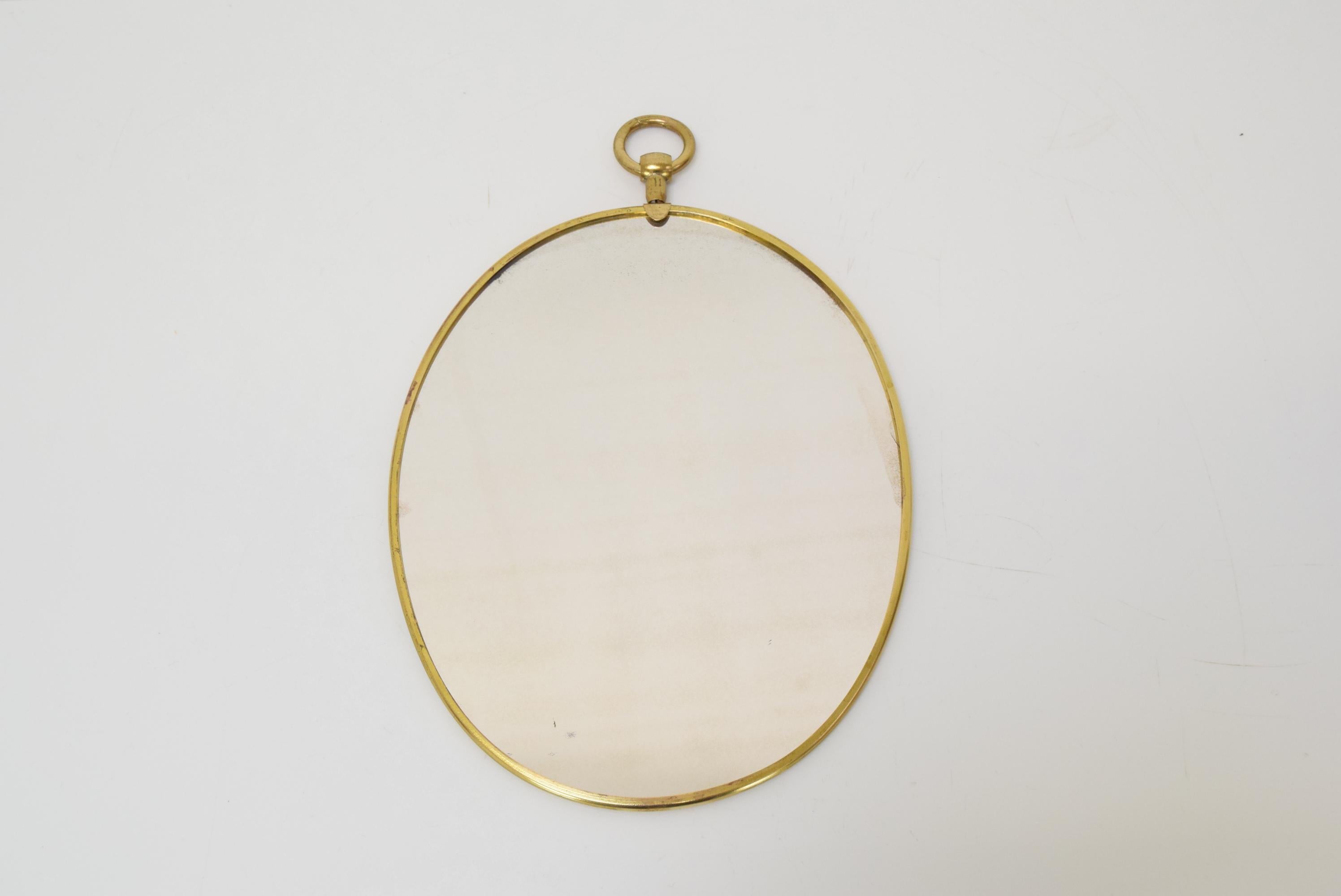Mid-Century Modern Mid-century Brass Wall Mirror, 1960's.  For Sale