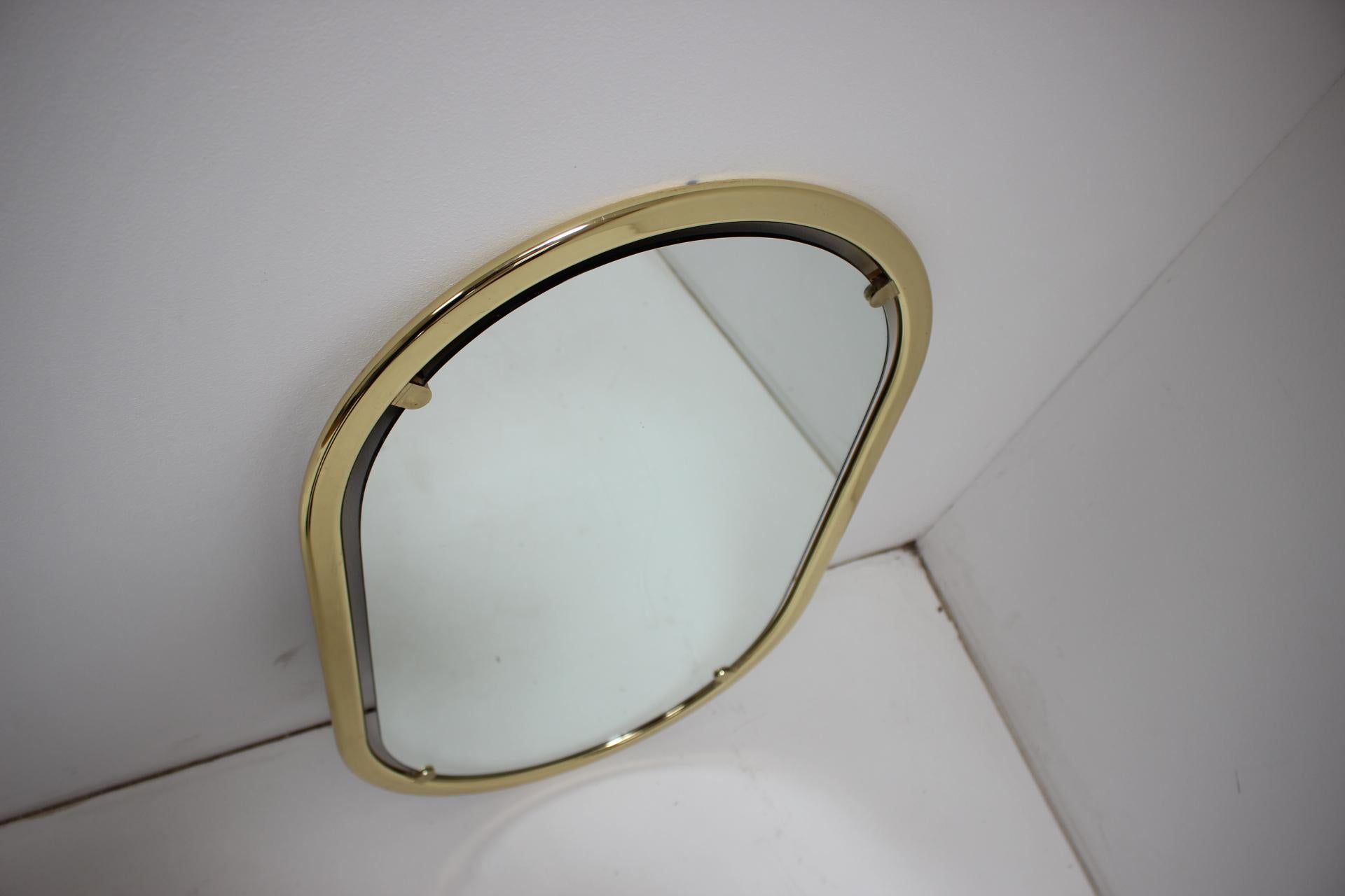 Mid-Century Modern Mid-century Brass Wall Mirror, 1970's.  For Sale