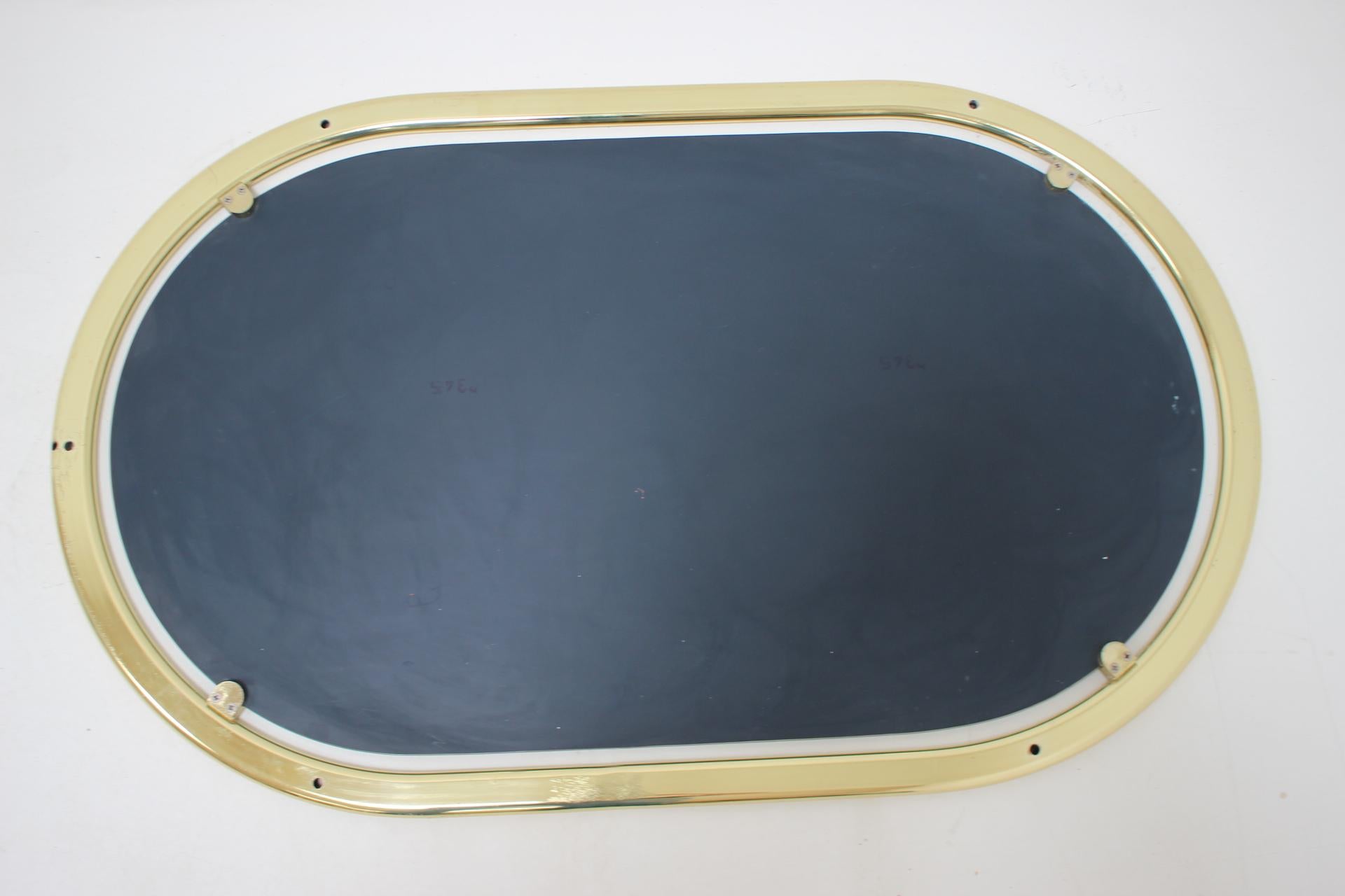 Late 20th Century Mid-century Brass Wall Mirror, 1970's.  For Sale