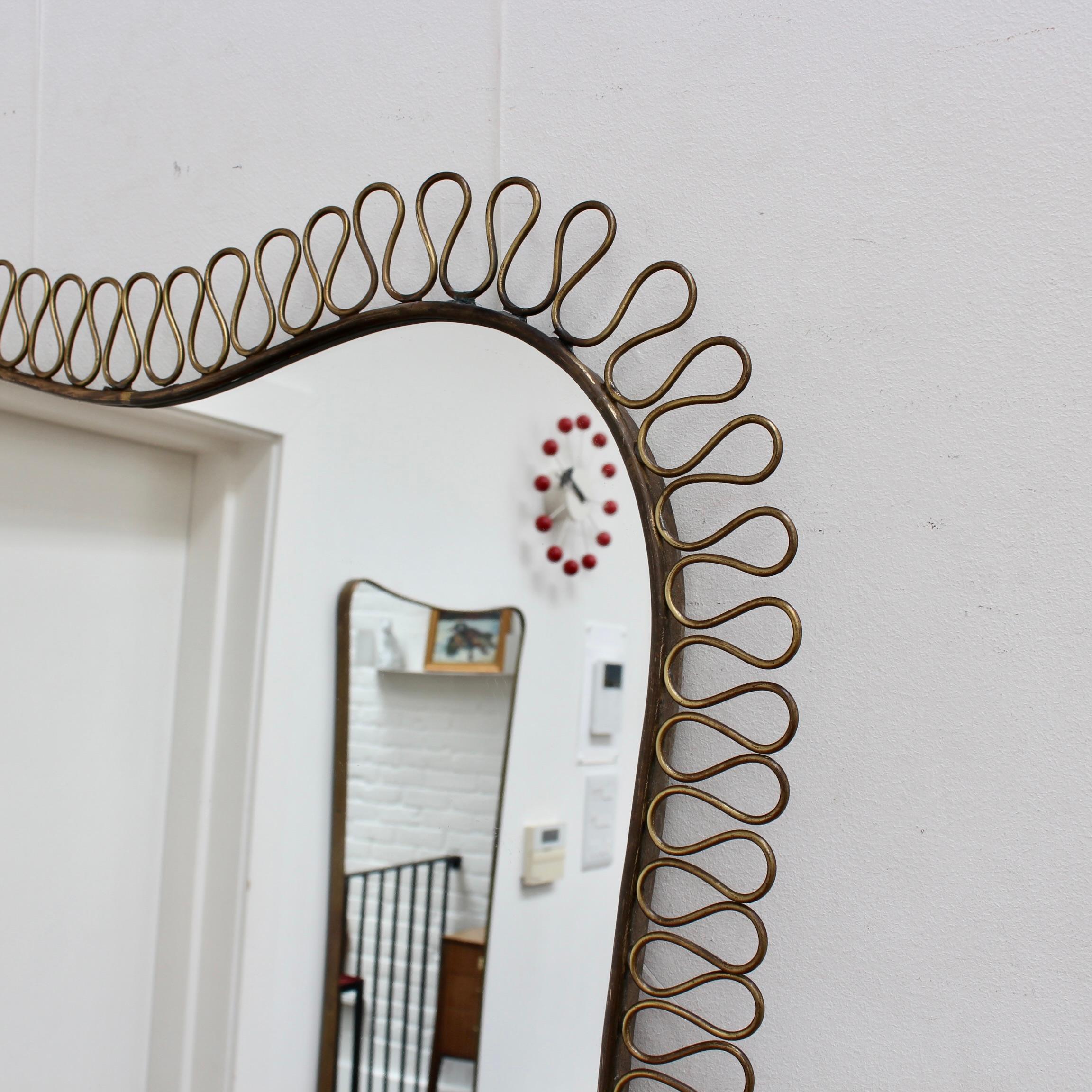 Mid-Century Brass Wall Mirror in the Style of Josef Frank (circa 1960s) 4