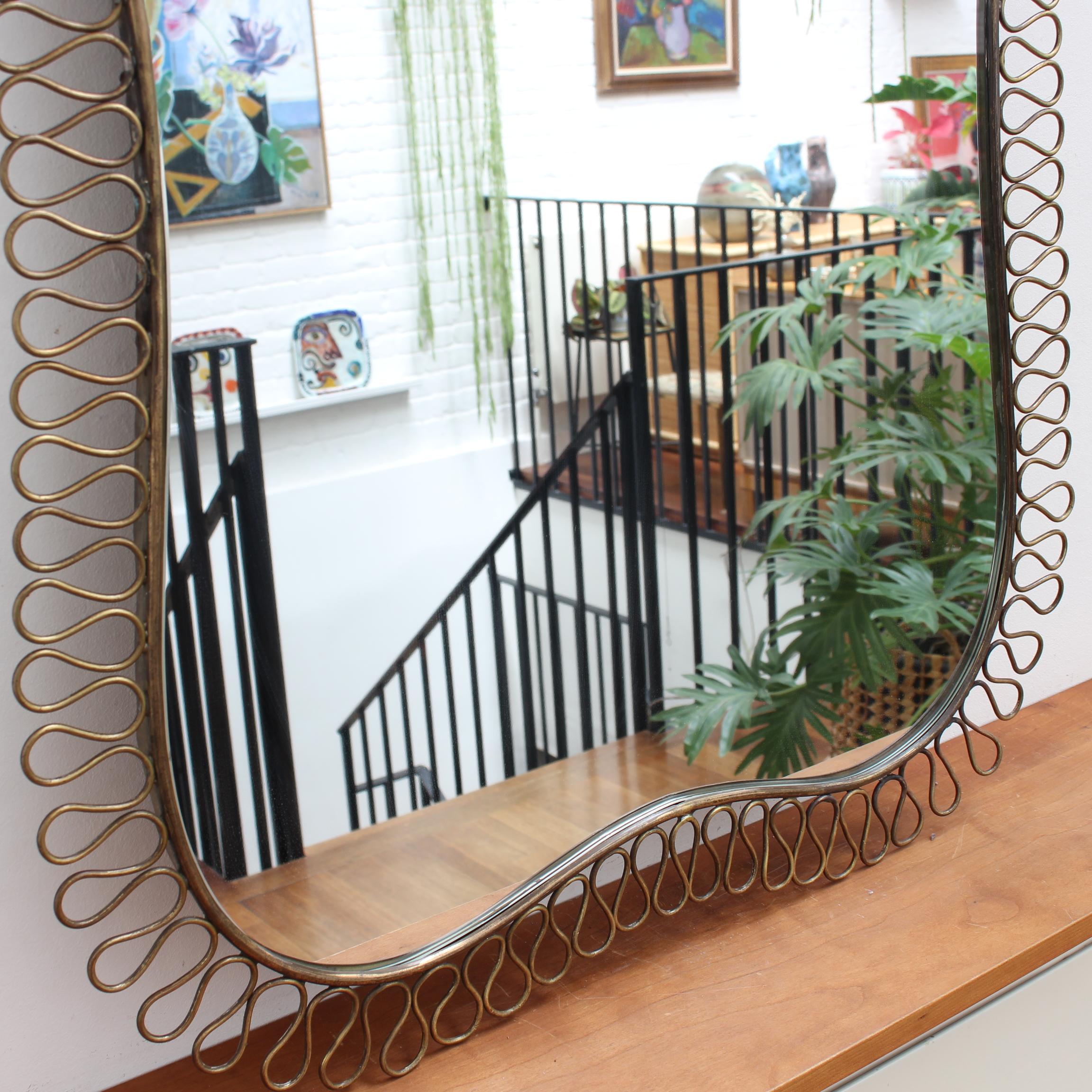Mid-Century Brass Wall Mirror in the Style of Josef Frank (circa 1960s) 5