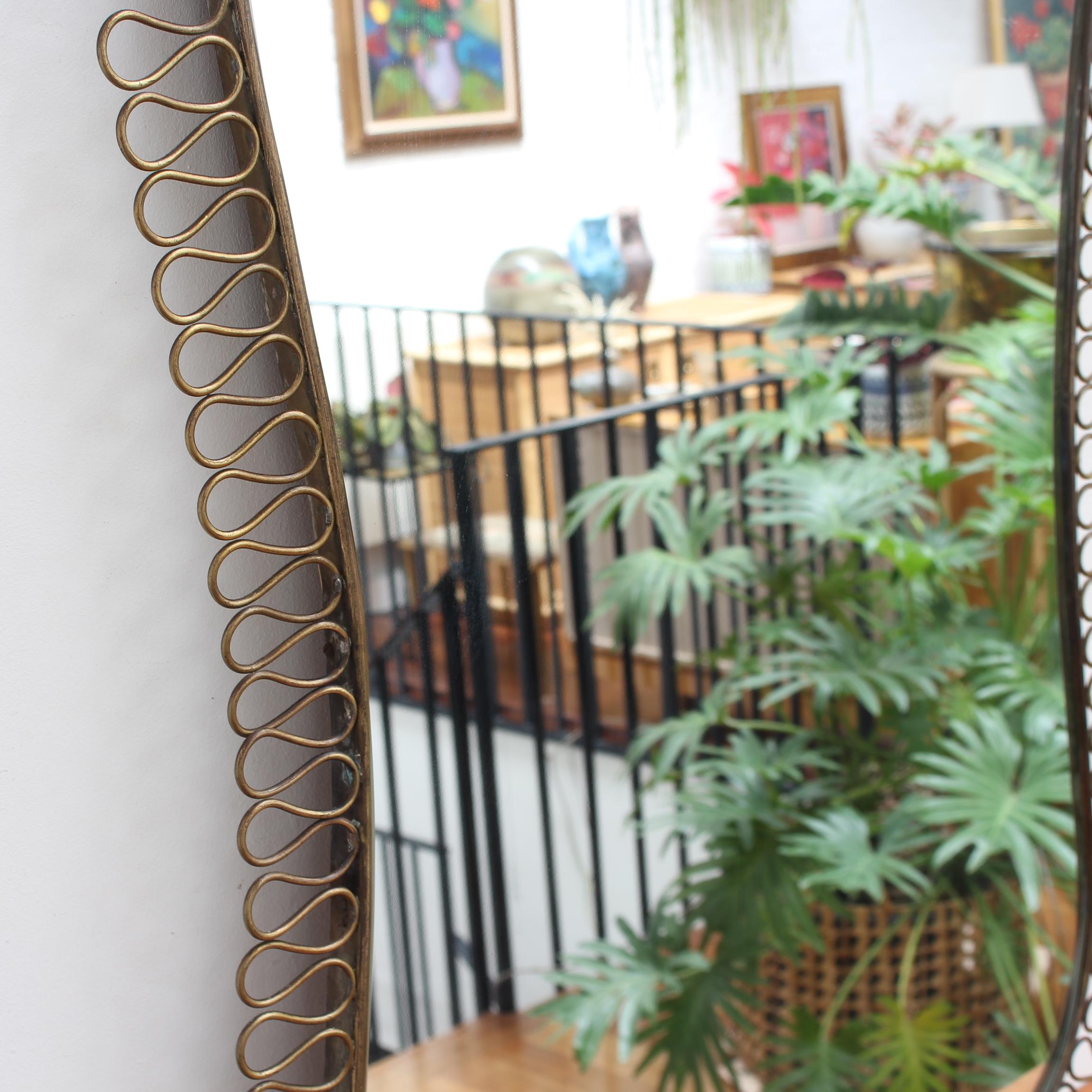 Mid-Century Brass Wall Mirror in the Style of Josef Frank (circa 1960s) In Good Condition In London, GB