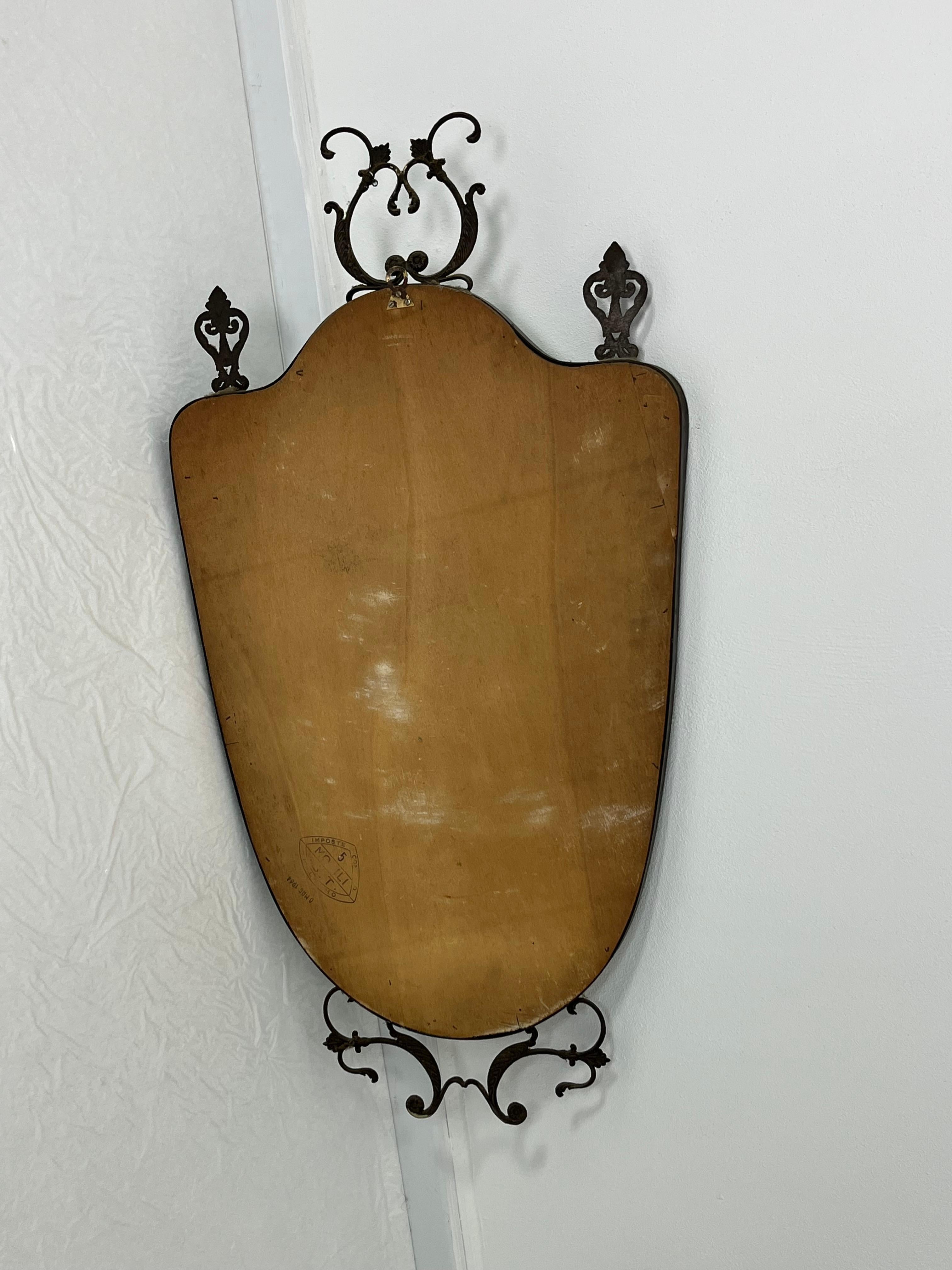Mid-20th Century Mid-century Brass Wall Mirror, Made in Italy, 1964 For Sale