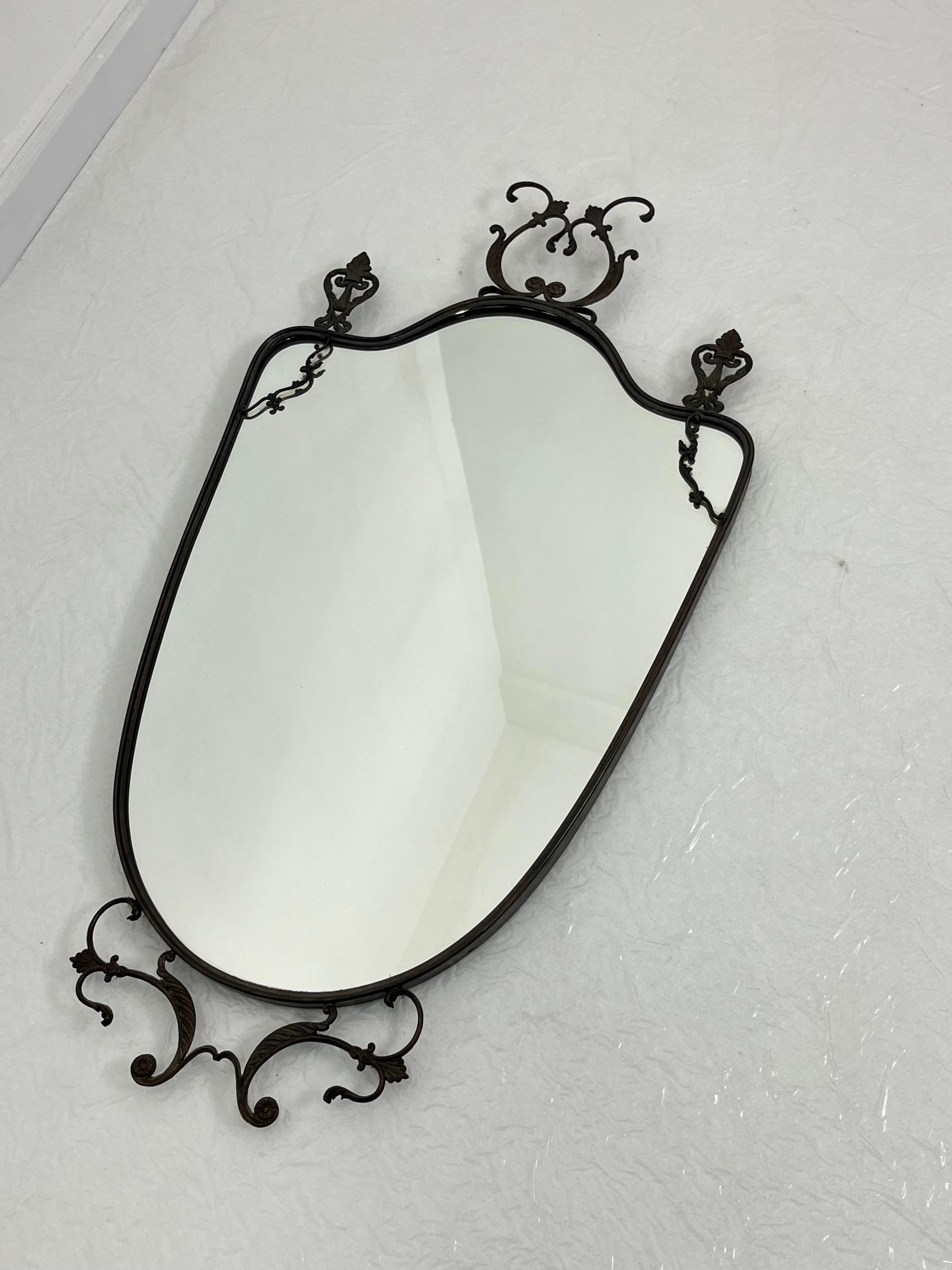 Mid-century Brass Wall Mirror, Made in Italy, 1964 For Sale 2