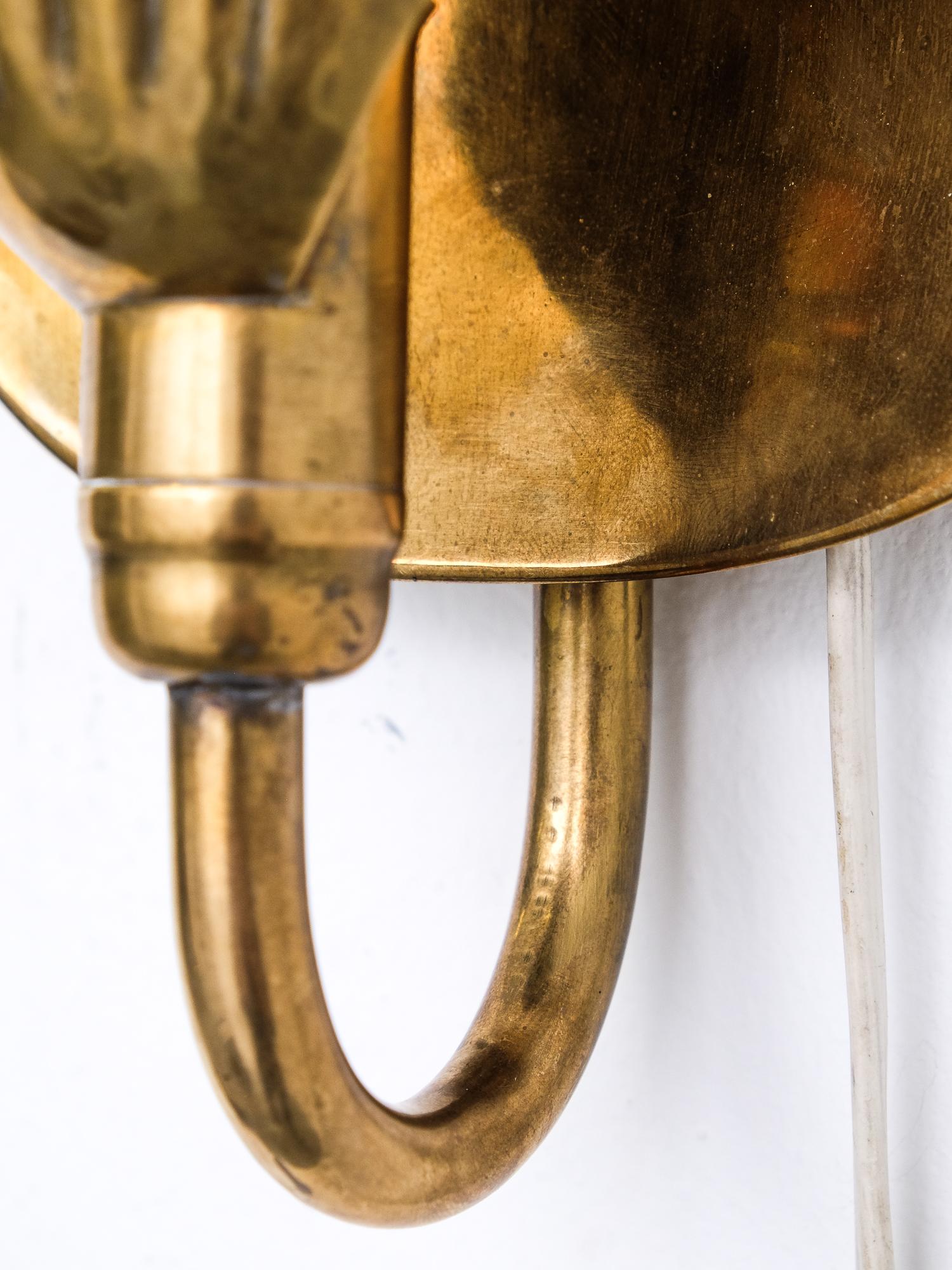 Swedish Midcentury Brass Wall Sconce by Lars Holmström for Arvika, Sweden