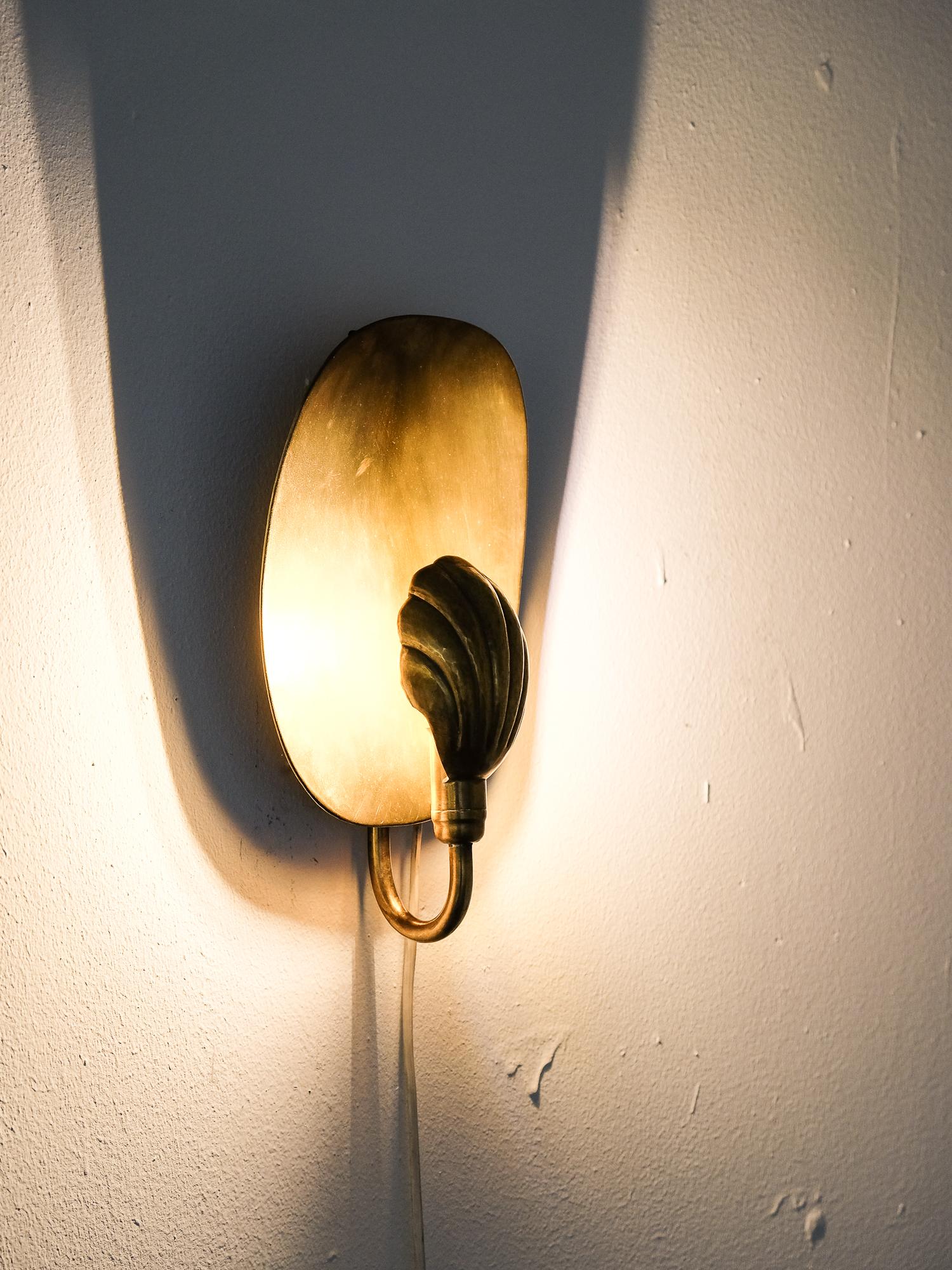 Mid-20th Century Midcentury Brass Wall Sconce by Lars Holmström for Arvika, Sweden