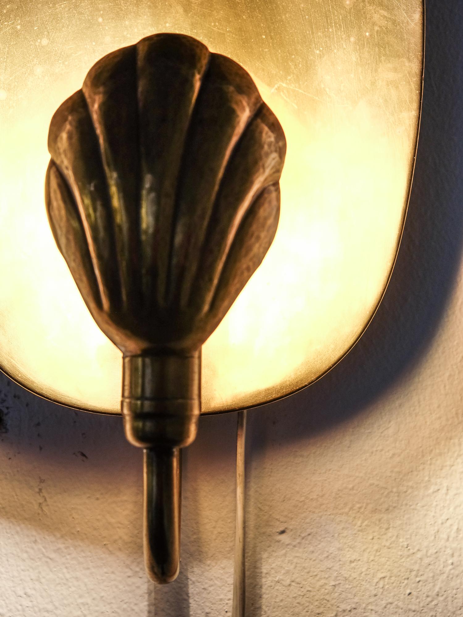 Midcentury Brass Wall Sconce by Lars Holmström for Arvika, Sweden 1