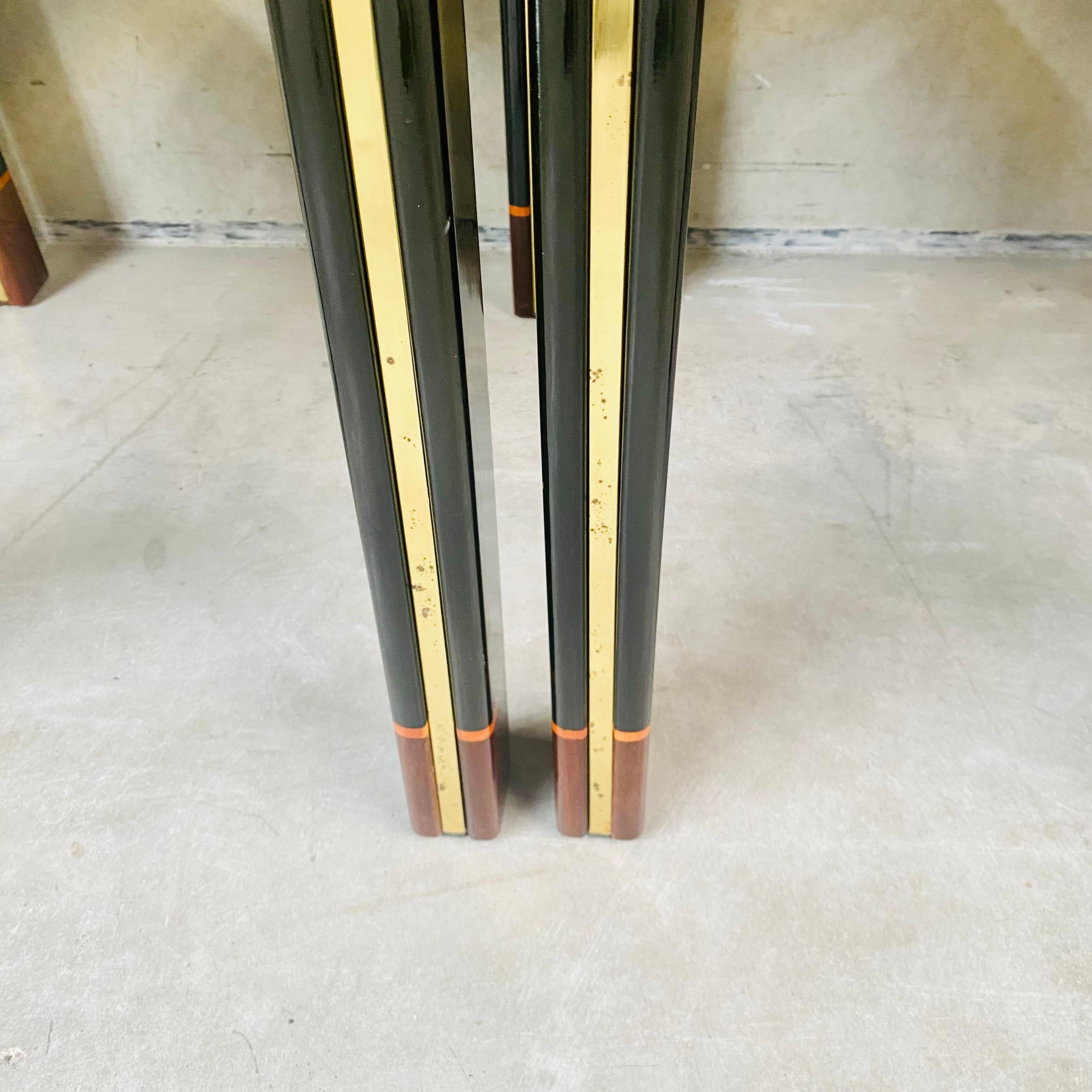 Mid-Century Brass Walnut Dining Chairs by Paolo Barracchia for Roman Deco, 1978 For Sale 12