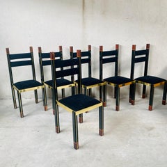 Esszimmerstühle aus Messing aus Nussbaumholz von Paolo Barracchia für Roman Deco, Mitte des Jahrhunderts, 1978