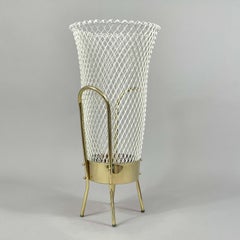 Portaombrelli di metà secolo in ottone e metallo bianco, Italia anni '50